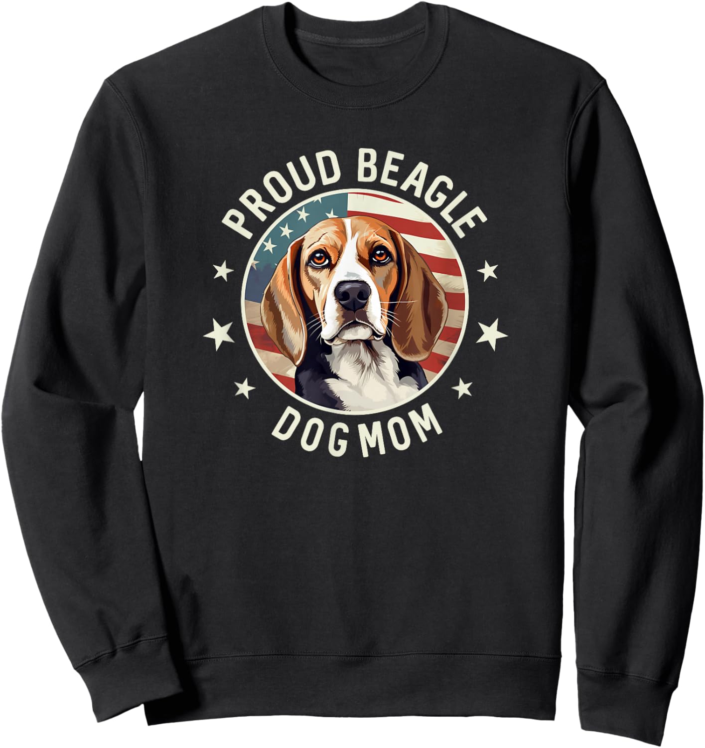 Beagle Gifts , American Flag Proud Beagle Dog Mom Sweatshirt - Sweatshirt | Black