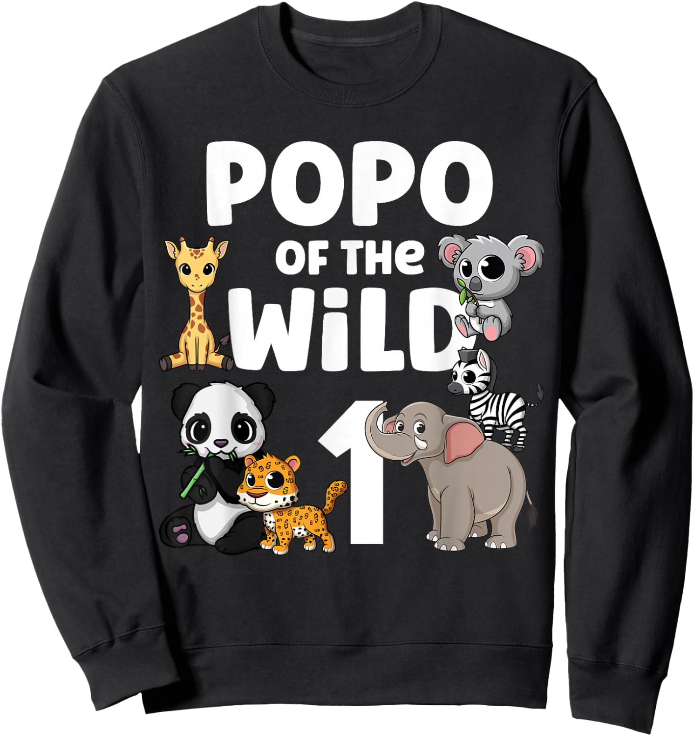 Popo of the Wild One Zoo Birthday Party Safari Jungle Animal Sweatshirt - Sweatshirt | Black