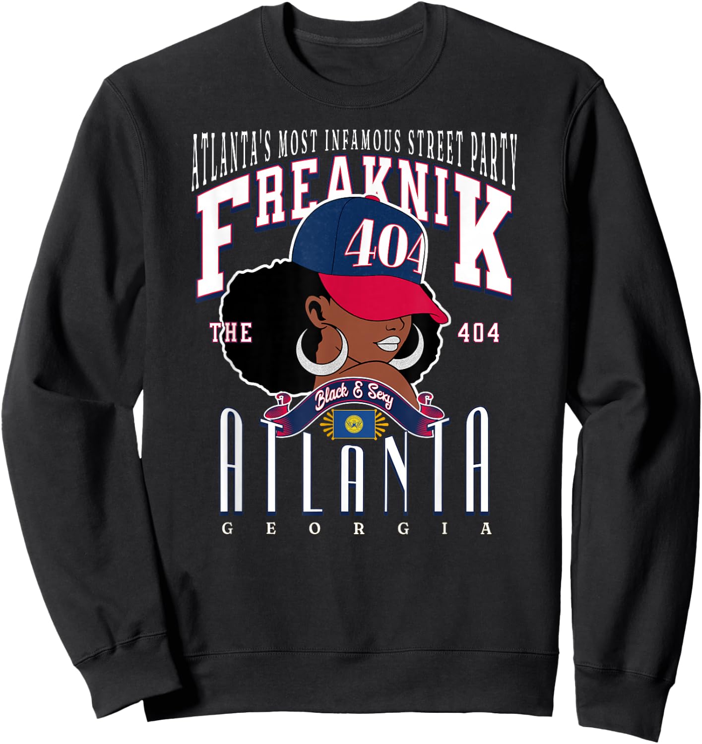 Around the Way Girls: Area Code Queens Freaknik Atlanta Culture Adults Black Small Short Sleeve Classic Regular Fit Lightweight Unique Design Sweatshirt - Sweatshirt | Black