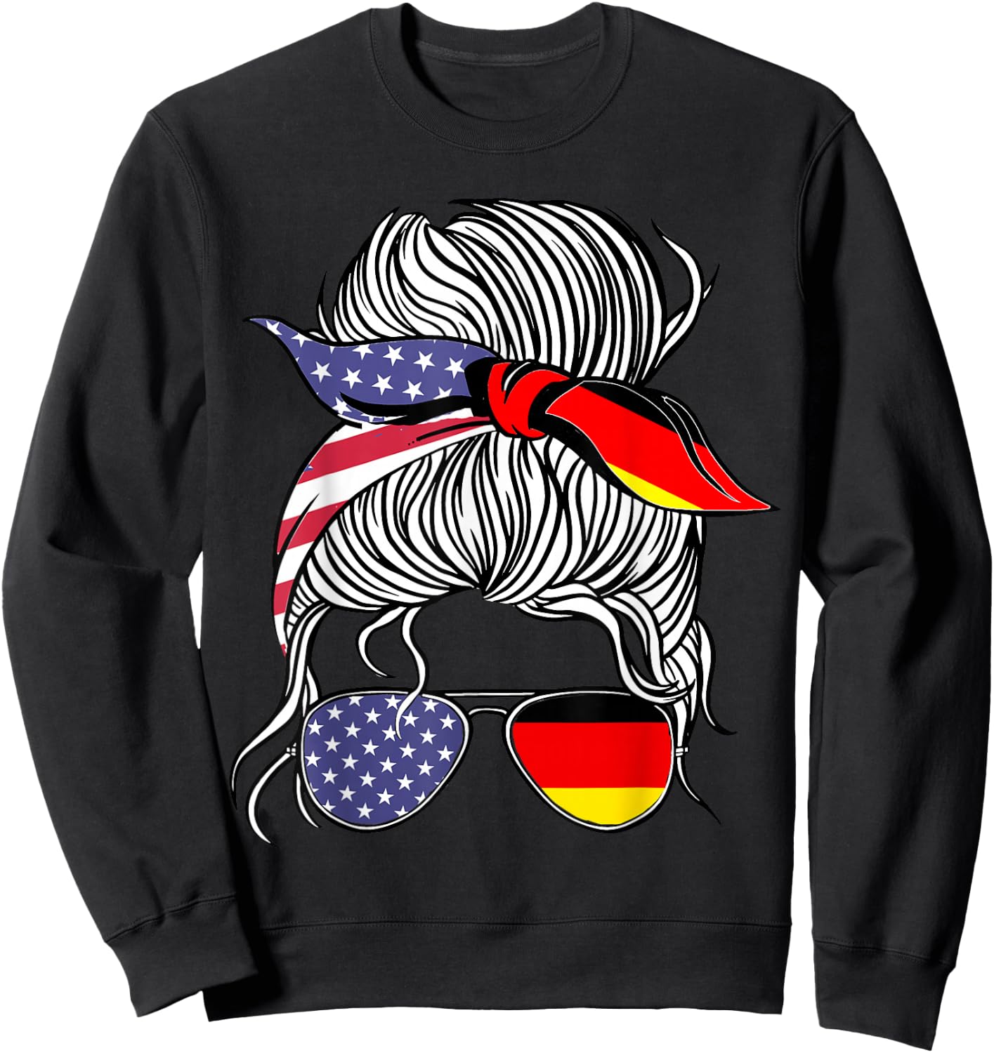 German American Patriot Grown Proud Women Girl Flag Sweatshirt - Sweatshirt | Black