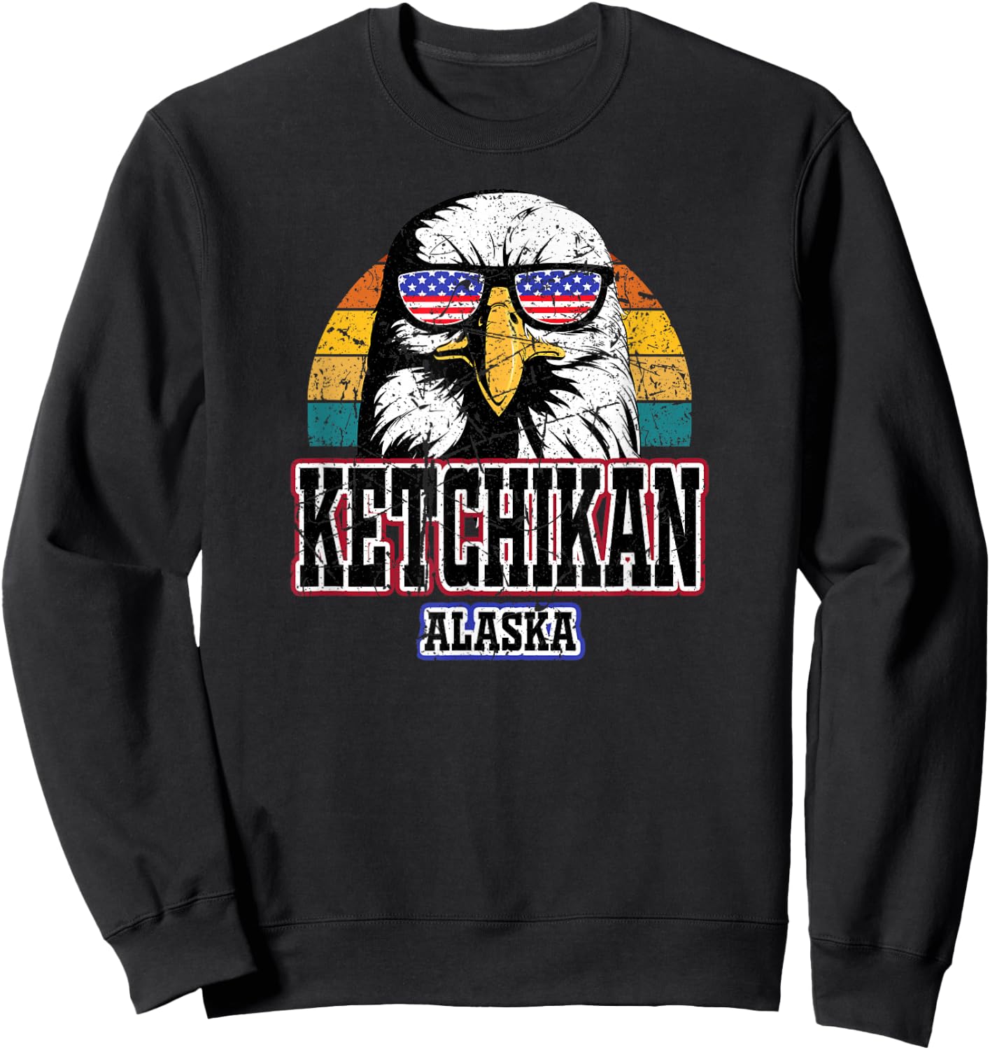 Ketchikan Alaska USA American Flag Men Women Kids Alaskan Sweatshirt - Sweatshirt | Black