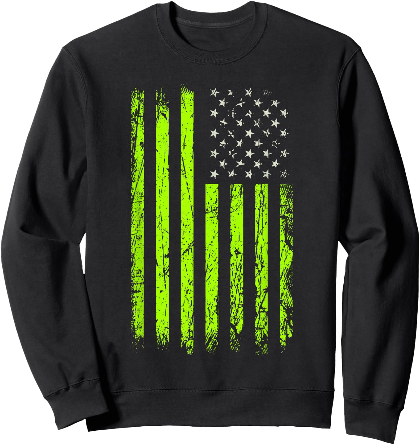 Green Stars & Stripes.American USA Flag Green Color Graphic Sweatshirt - Sweatshirt | Black
