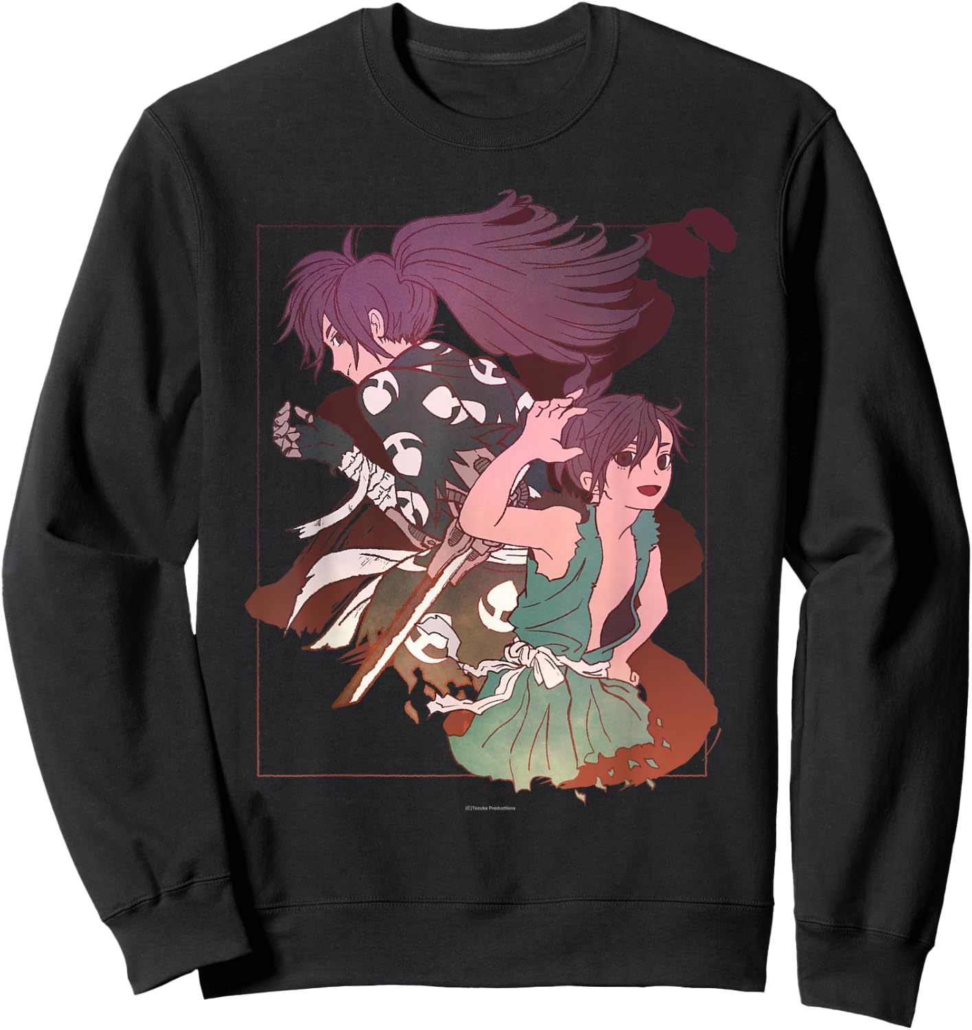 Tezuka Osamu World Dororo Anime , Women's, Black, Small, Short Sleeve, Classic Fit, Pull On, Round Collar, Modern Cartoon, Art, Birthday, Unique Graphic Design Sweatshirt - Sweatshirt | Black
