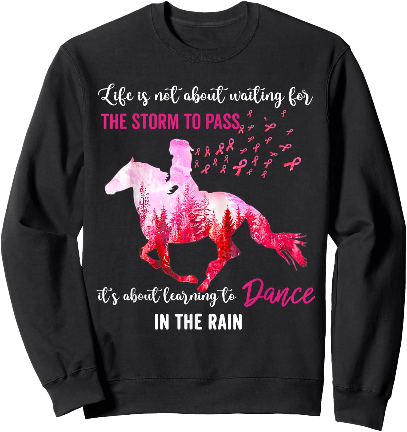 Breast Cancer Awareness I Am The Storm Horse Survivor Sweatshirt - Sweatshirt | Black