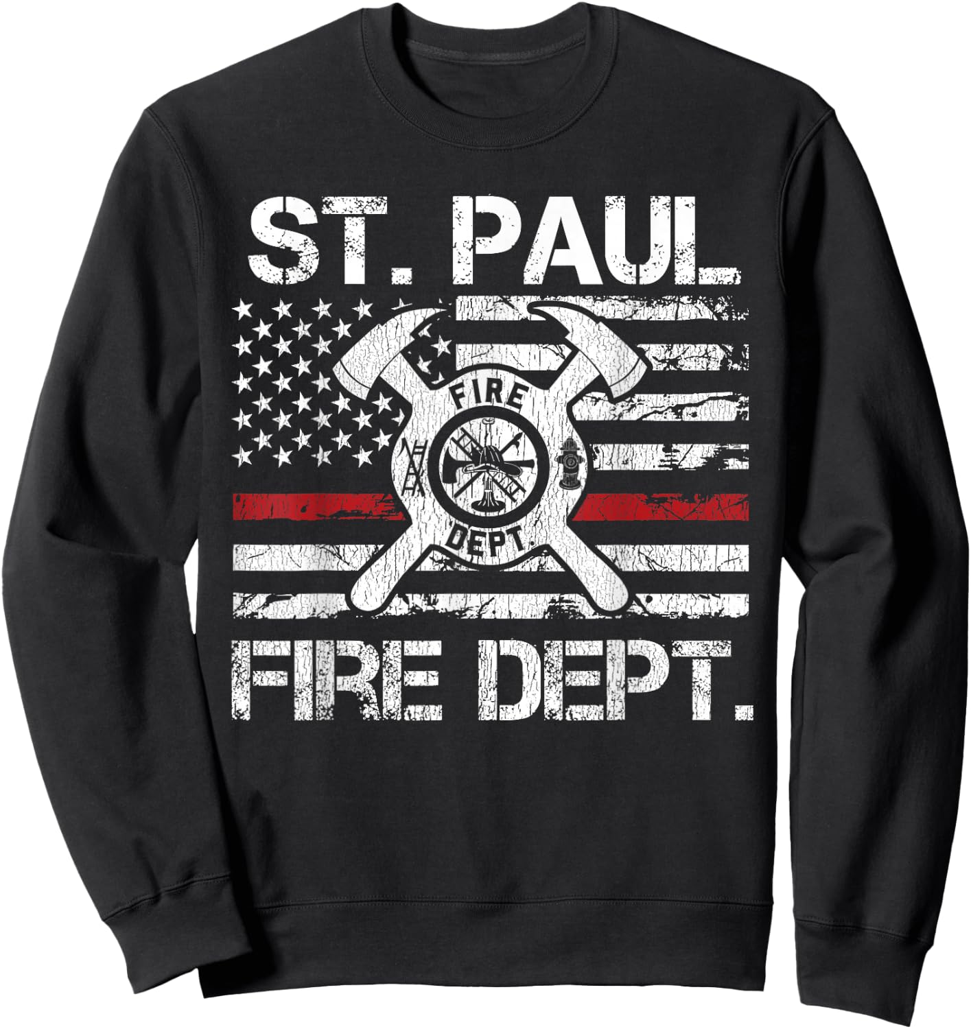 St Paul Minnesota Fire Department Thin Red Line Fireman Sweatshirt - Sweatshirt | Black