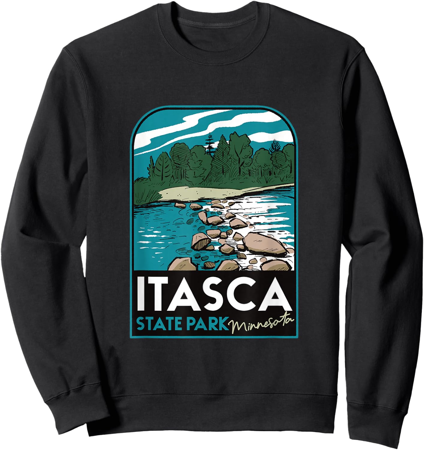 Itasca State Park MN Badge Sweatshirt - Sweatshirt | Black