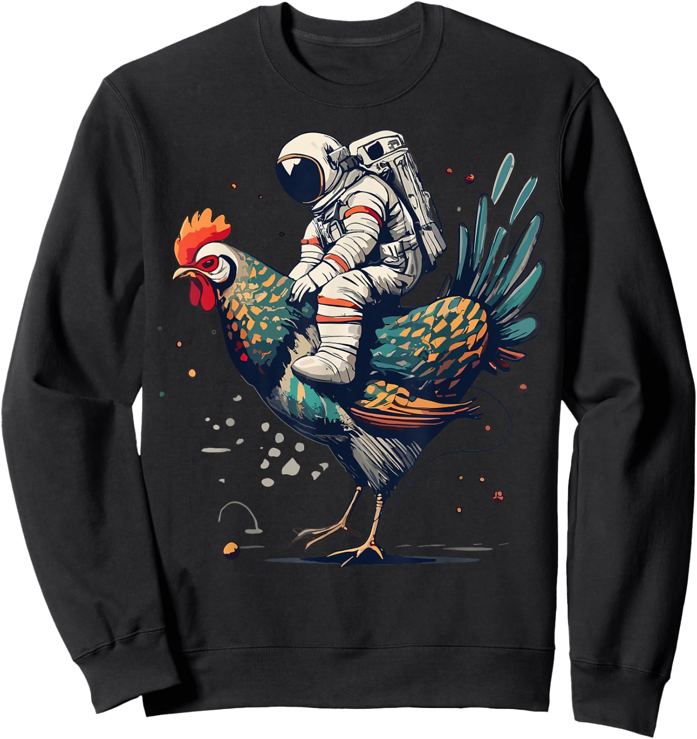 Astronaut on a chicken in space Sweatshirt - Sweatshirt | Black