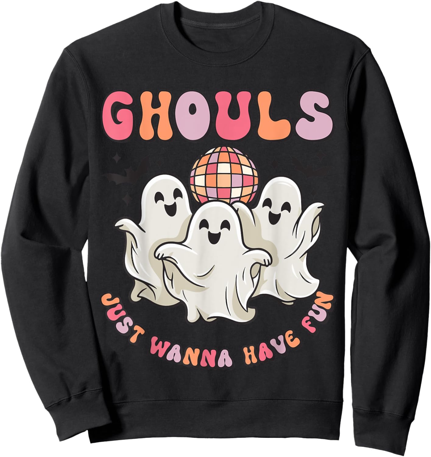 Groovy Halloween Ghouls Just Wanna Have Fun Dancing Ghost Sweatshirt - Sweatshirt | Black