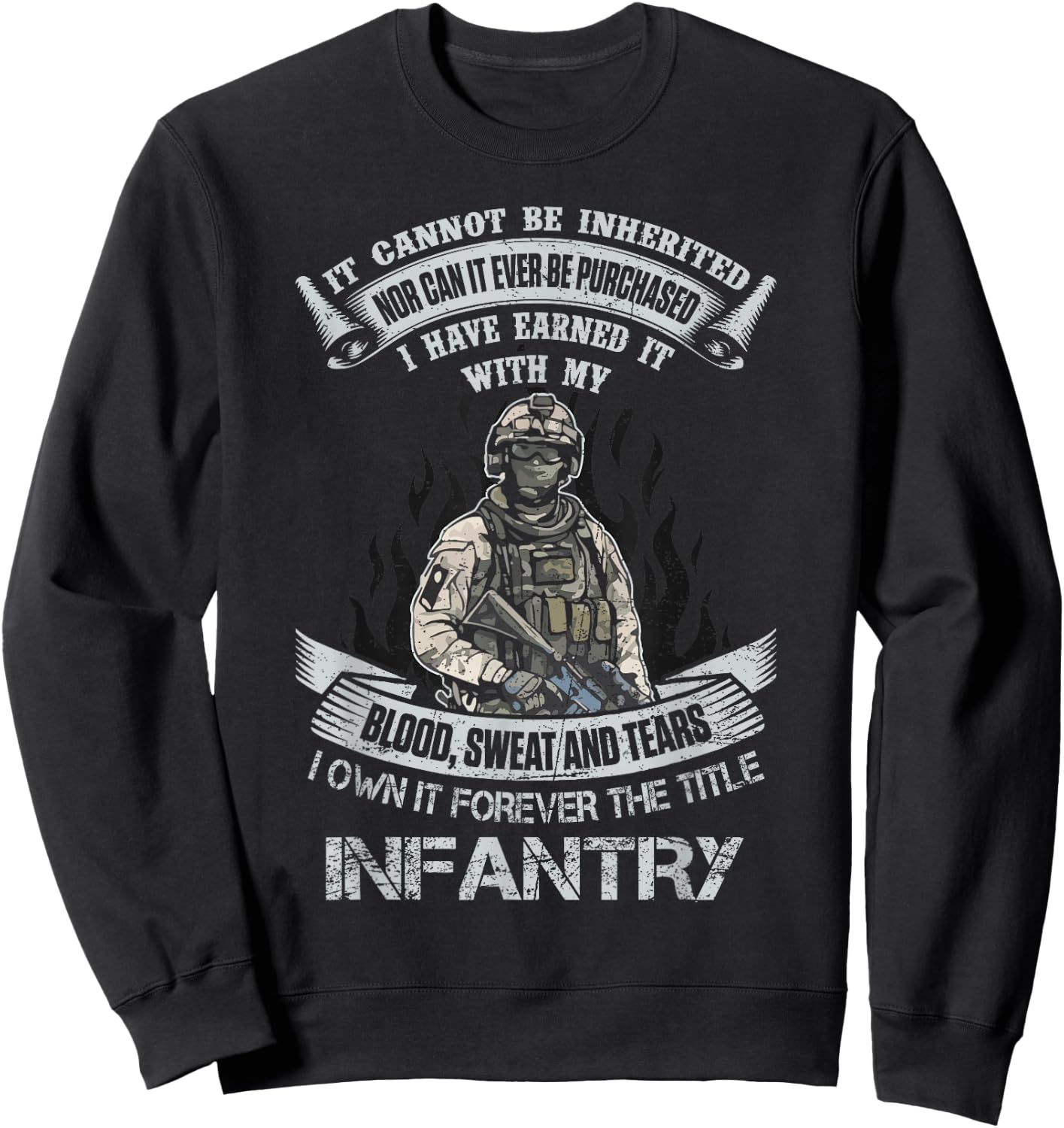 US Army Infantry Veteran Vet Gift -Adults Black Cotton Sweatshirt - Sweatshirt | Black
