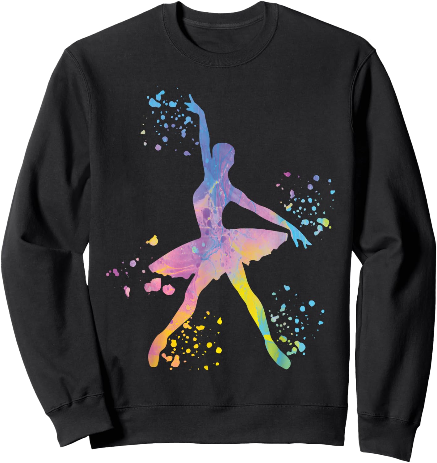 Ballet Dancer Colorsplash Woman Ballerina Sweatshirt - Sweatshirt | Black