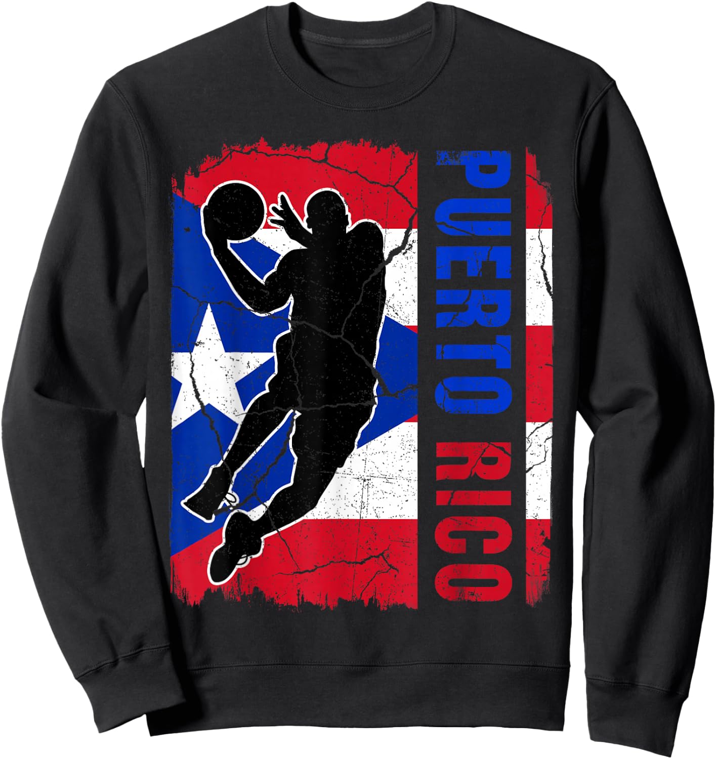 Puerto Rican Basketball Player Puerto Rico Flag Basketball Sweatshirt - Sweatshirt | Black