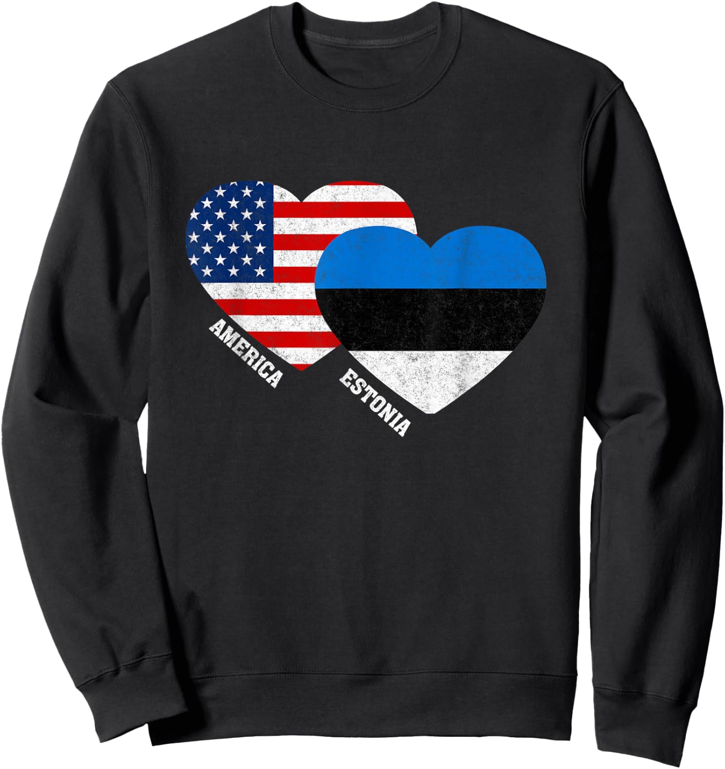 Estonia Flag Shirt Estonian American Pride Vintage Sweatshirt - Sweatshirt | Black