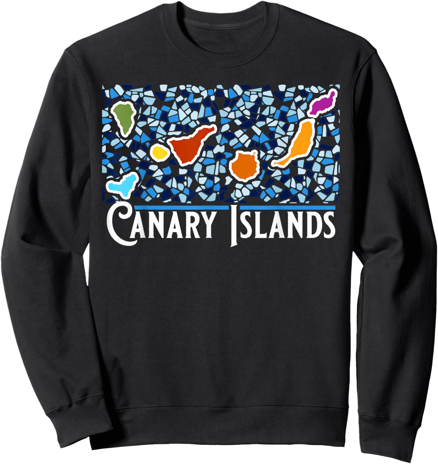 Islas Canarias Artistic Mosaic Canary Islands Retro Graphic Sweatshirt - Sweatshirt | Black