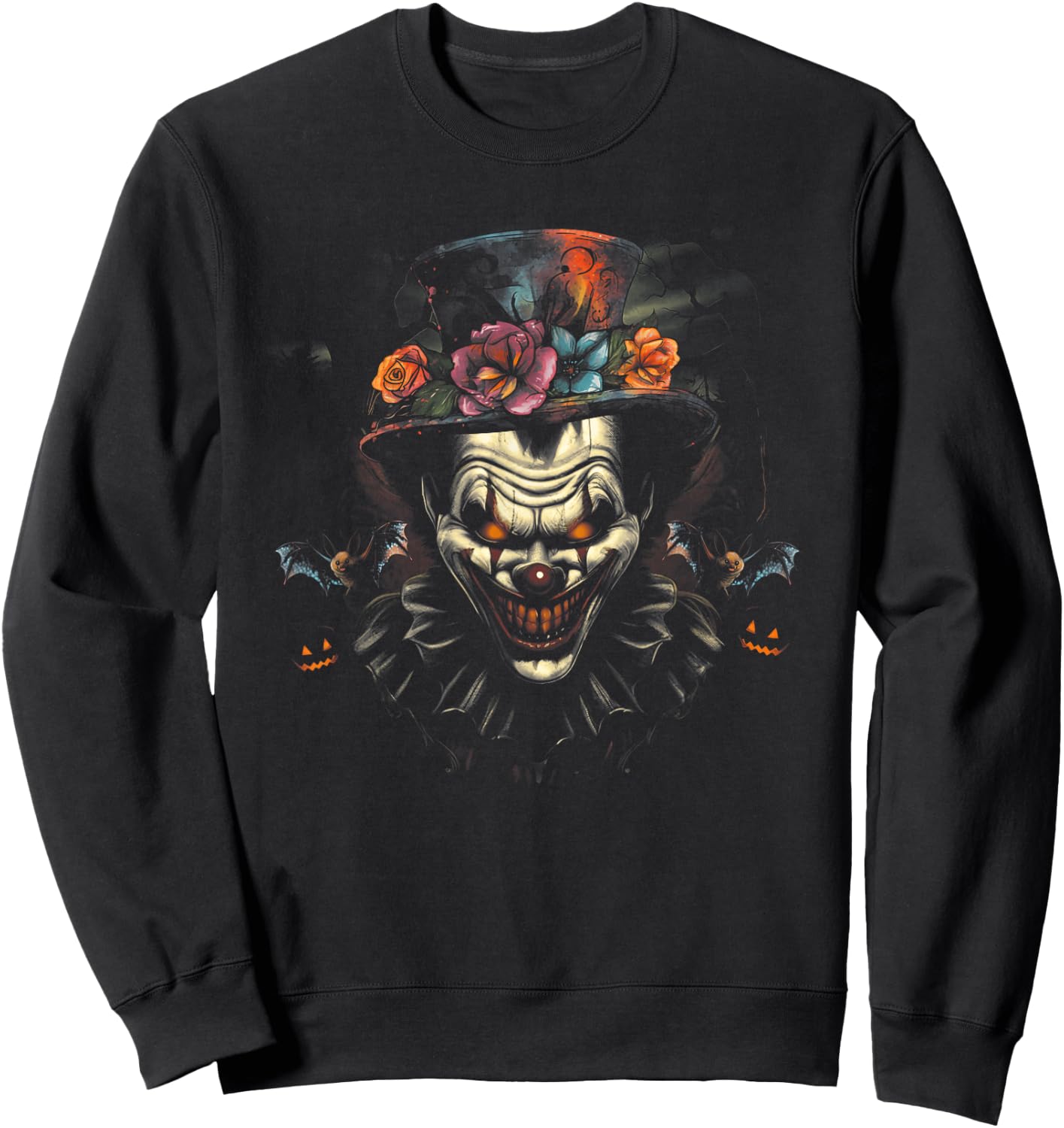 Halloween Scary Evil Clown Mask Horror Face Zombie Costume Sweatshirt - Sweatshirt | Black
