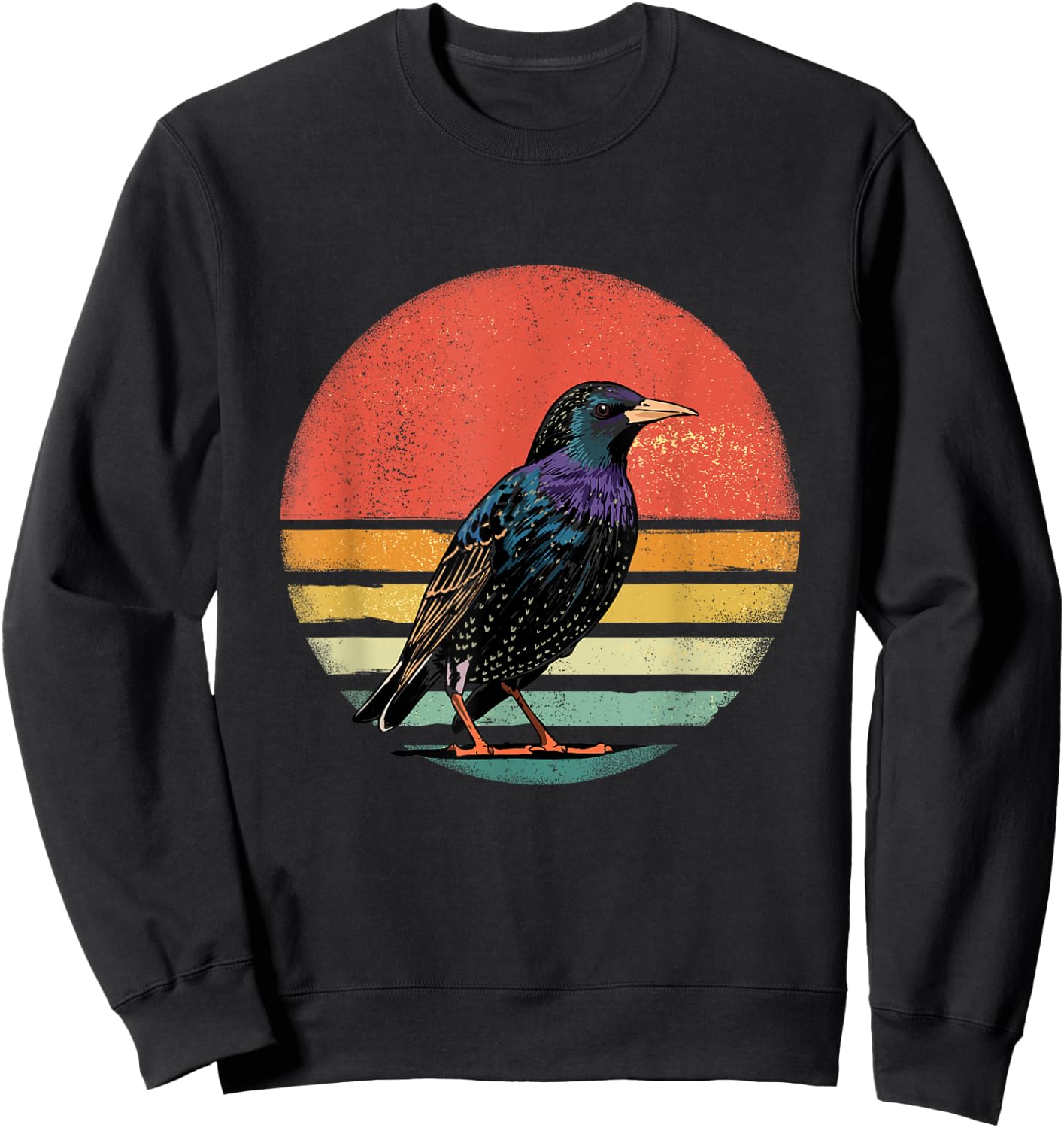 Retro Starling Bird Shirt Animal Birdwatcher Bird Lover Sweatshirt - Sweatshirt | Black