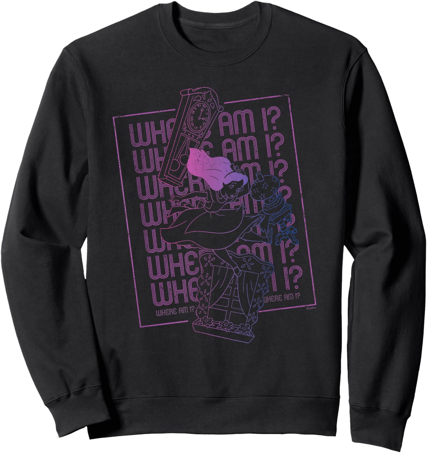 Disney Alice in Wonderland Rabbit Hole Falling Where Am I Sweatshirt - Sweatshirt | Black