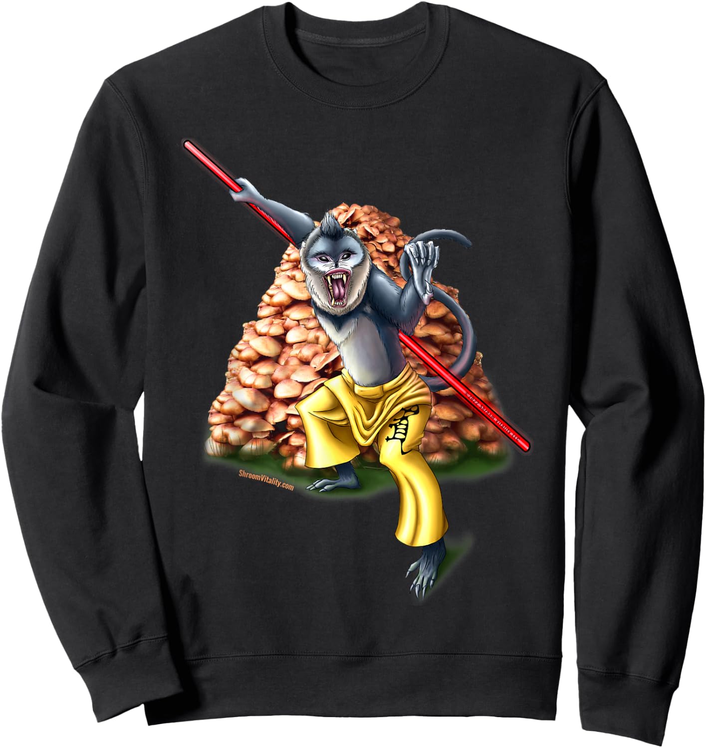 Yunnan Snob Nosed Monkey protecting his mushrooms Fungivore Sweatshirt - Sweatshirt | Black