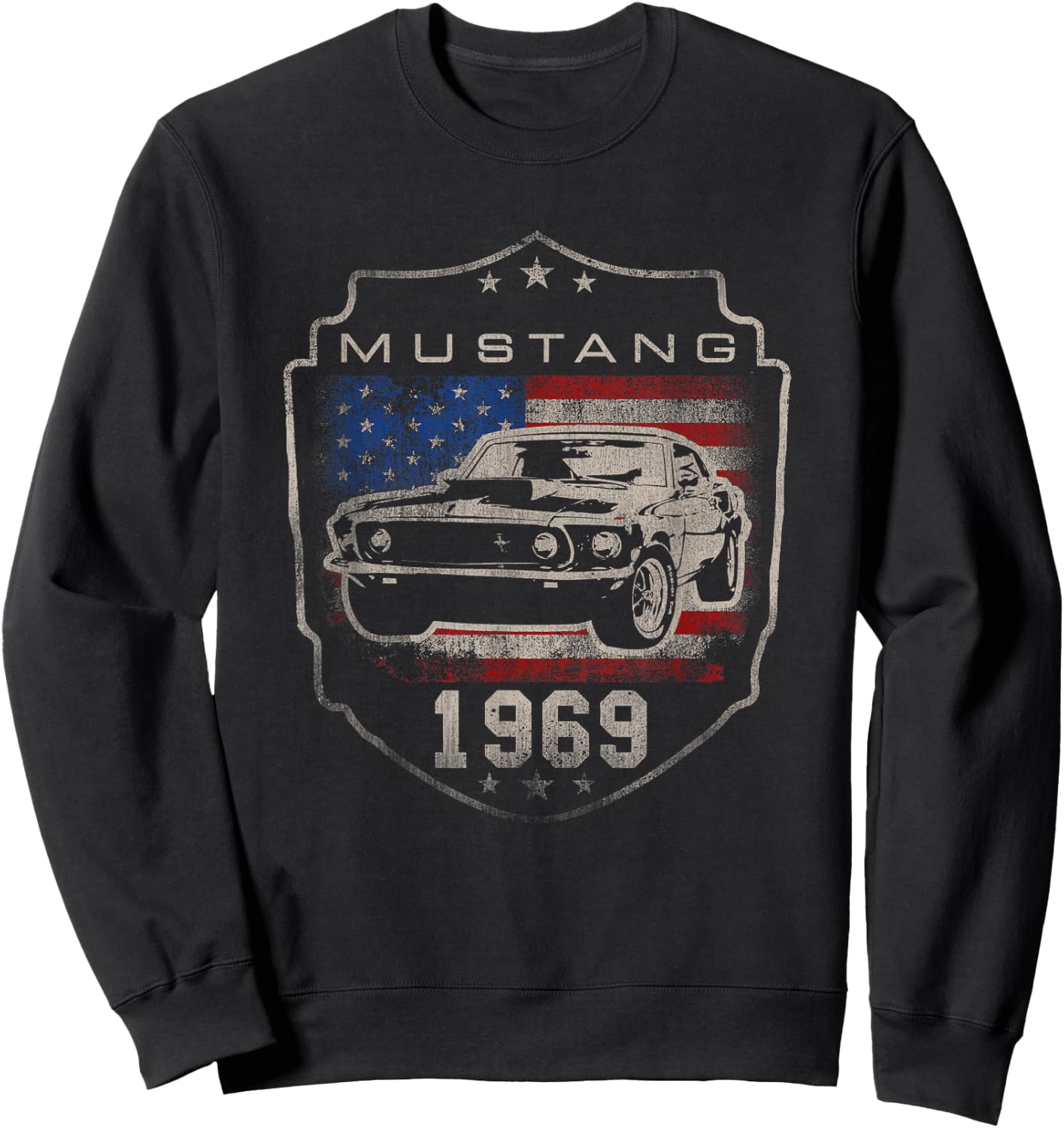 Ford Mustang 1969 Flag Sweatshirt - Sweatshirt | Black