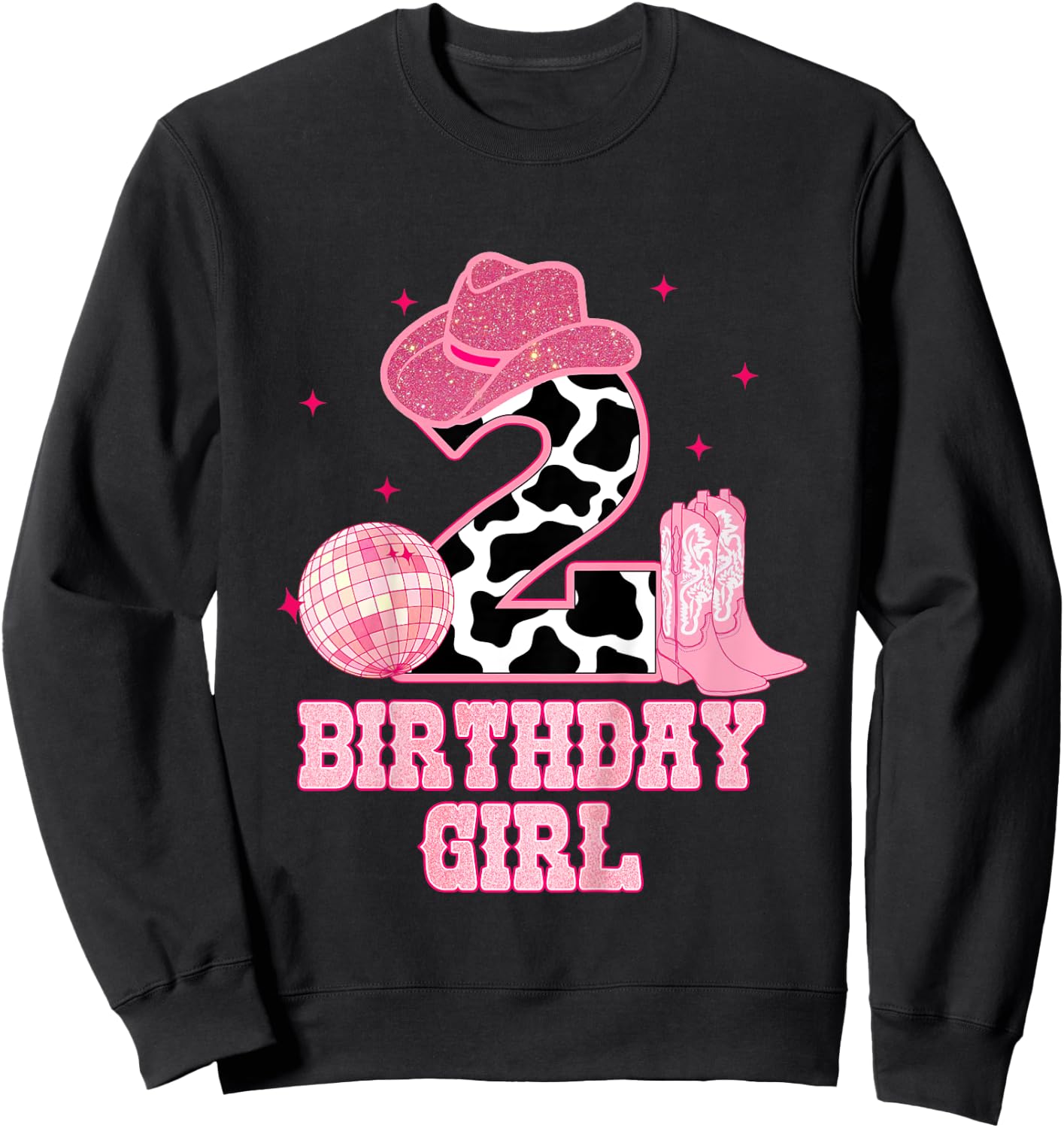 Happy 2nd Birthday Girl Outfit Rodeo Western Cowgirl Cowboy Sweatshirt - Sweatshirt | Black