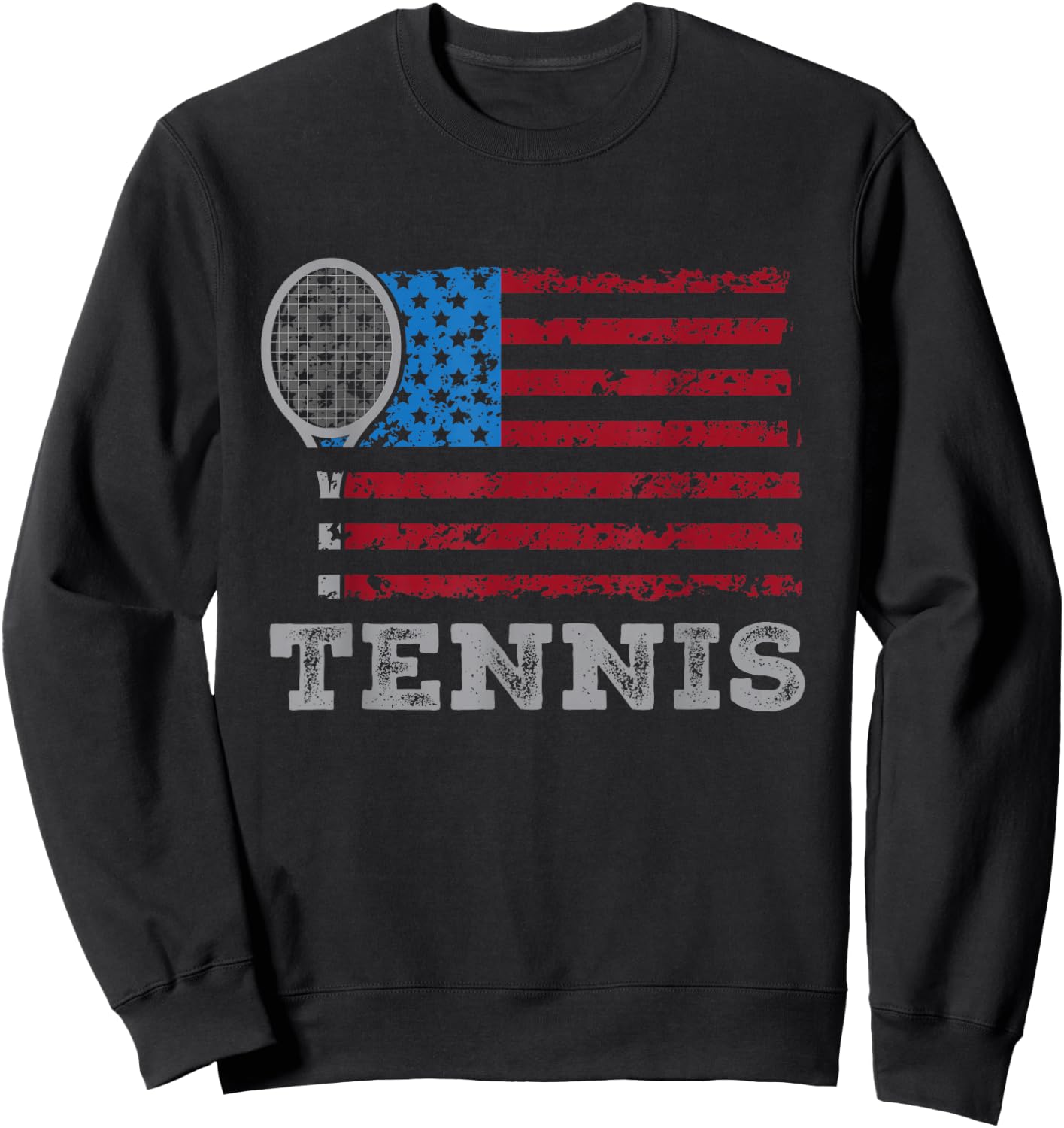 USA Flag Tennis US Tennis Lover Team Sport Sweatshirt - Sweatshirt | Black