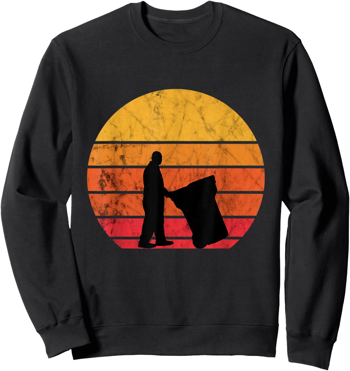 Garbage Man Trash Retro Vintage Sunset Garbage Truck Sweatshirt - Sweatshirt | Black