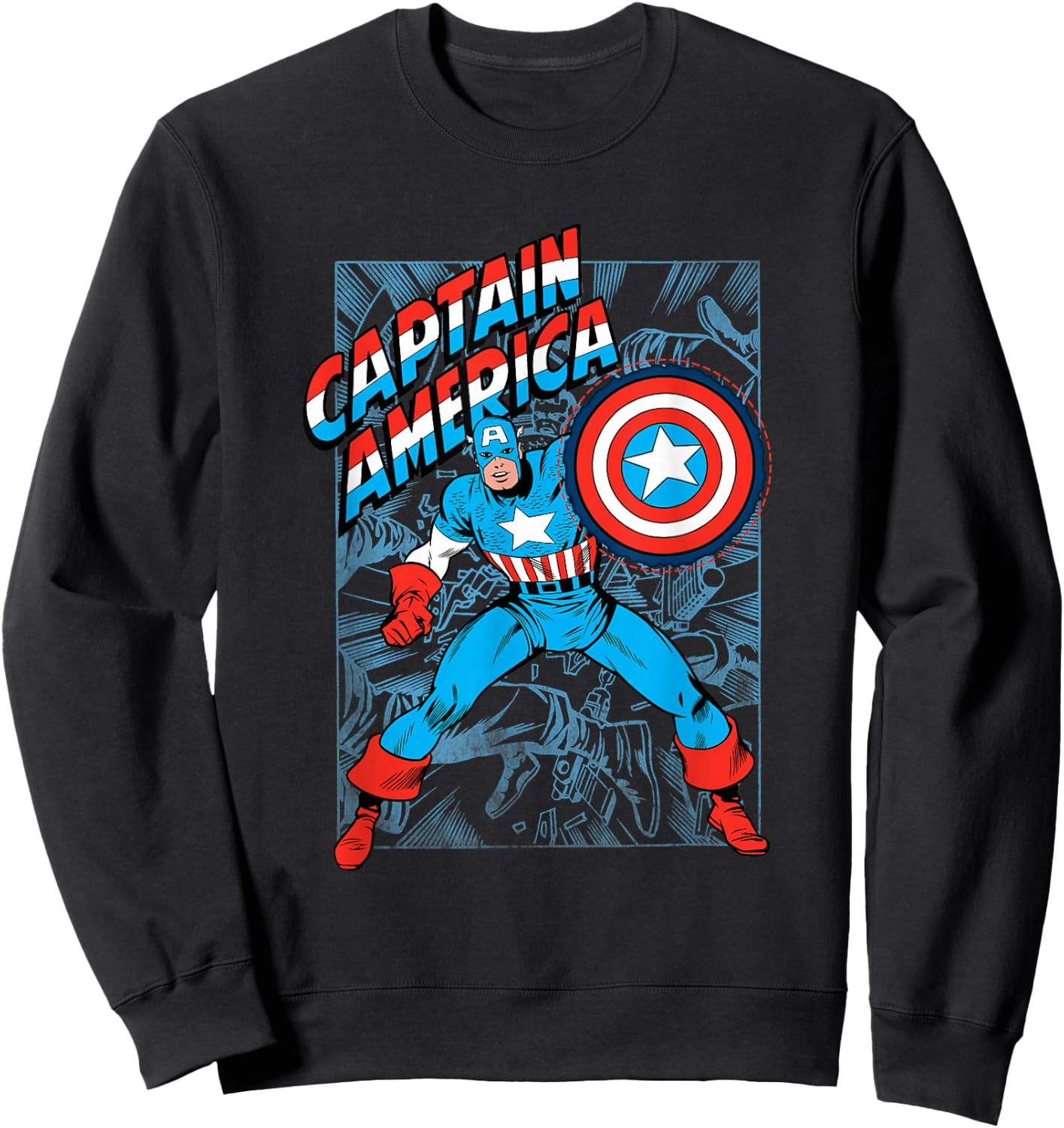 Marvel Comics Retro Classic Captain America Comic Book Cover Sweatshirt - Sweatshirt | Black