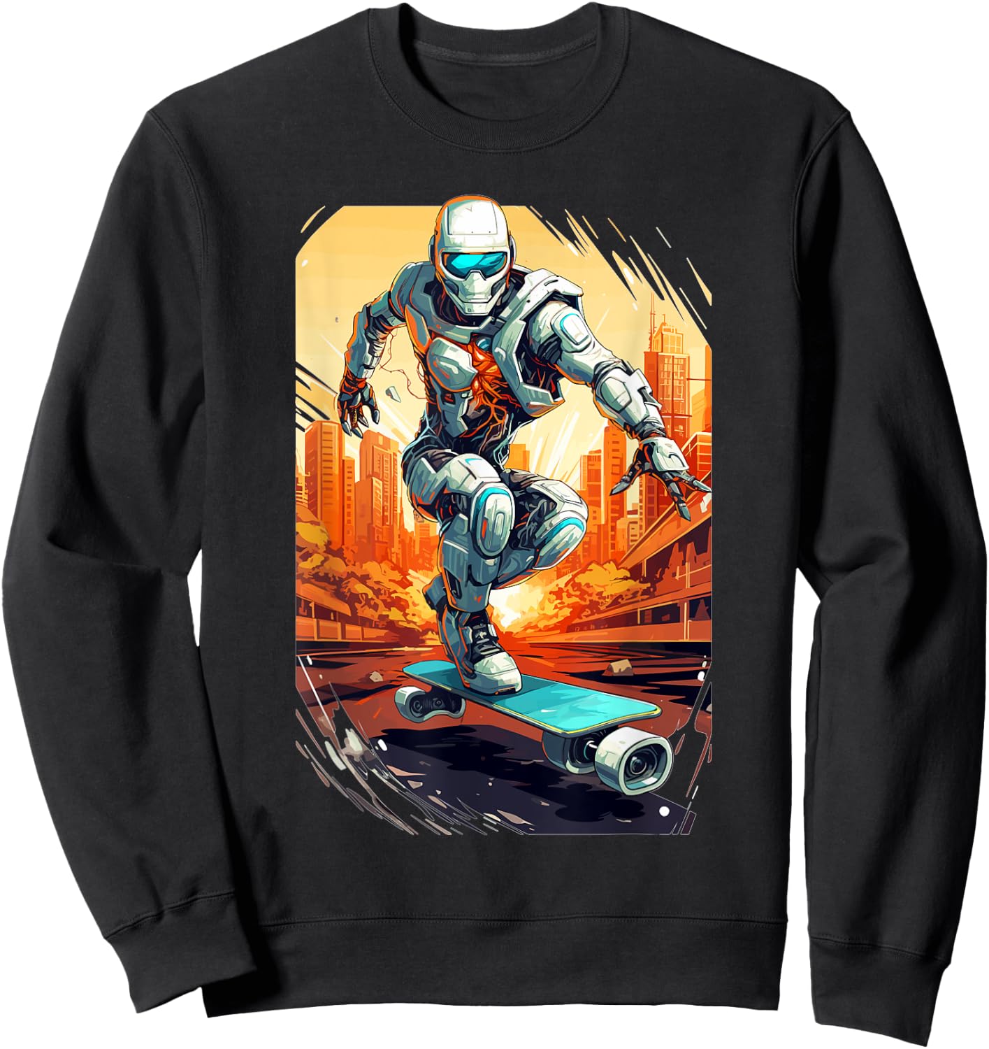 Robot Skater - Skateboard Skateboarder Skateboarding Sweatshirt - Sweatshirt | Black