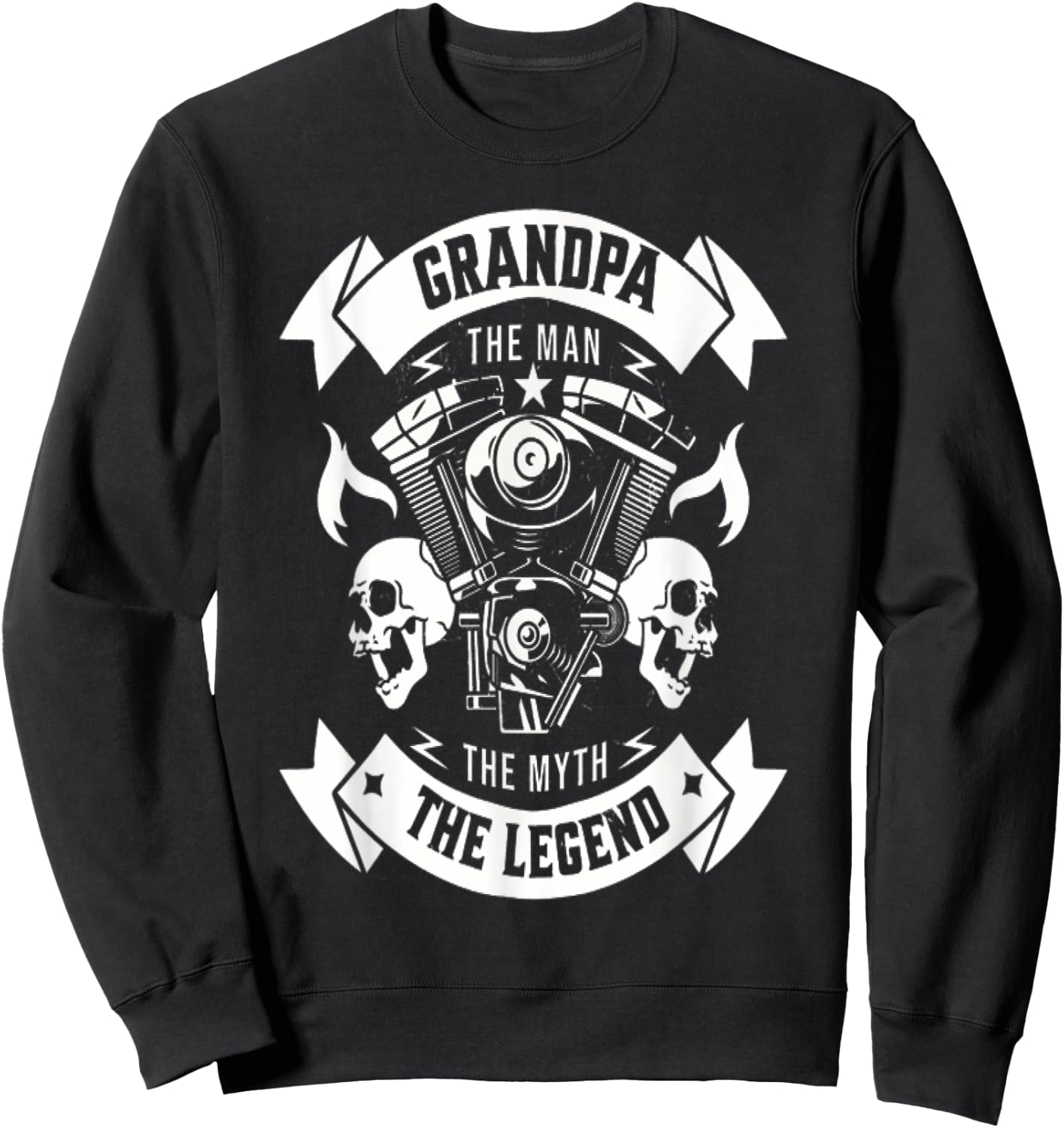 Biker Grandpa The Man The Myth The Legend Motorcycle Sweatshirt - Sweatshirt | Black