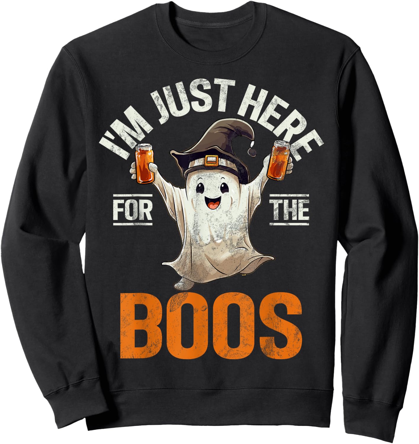 Just Here For The Boos Halloween Costume Funny Halloween Sweatshirt - Sweatshirt | Black