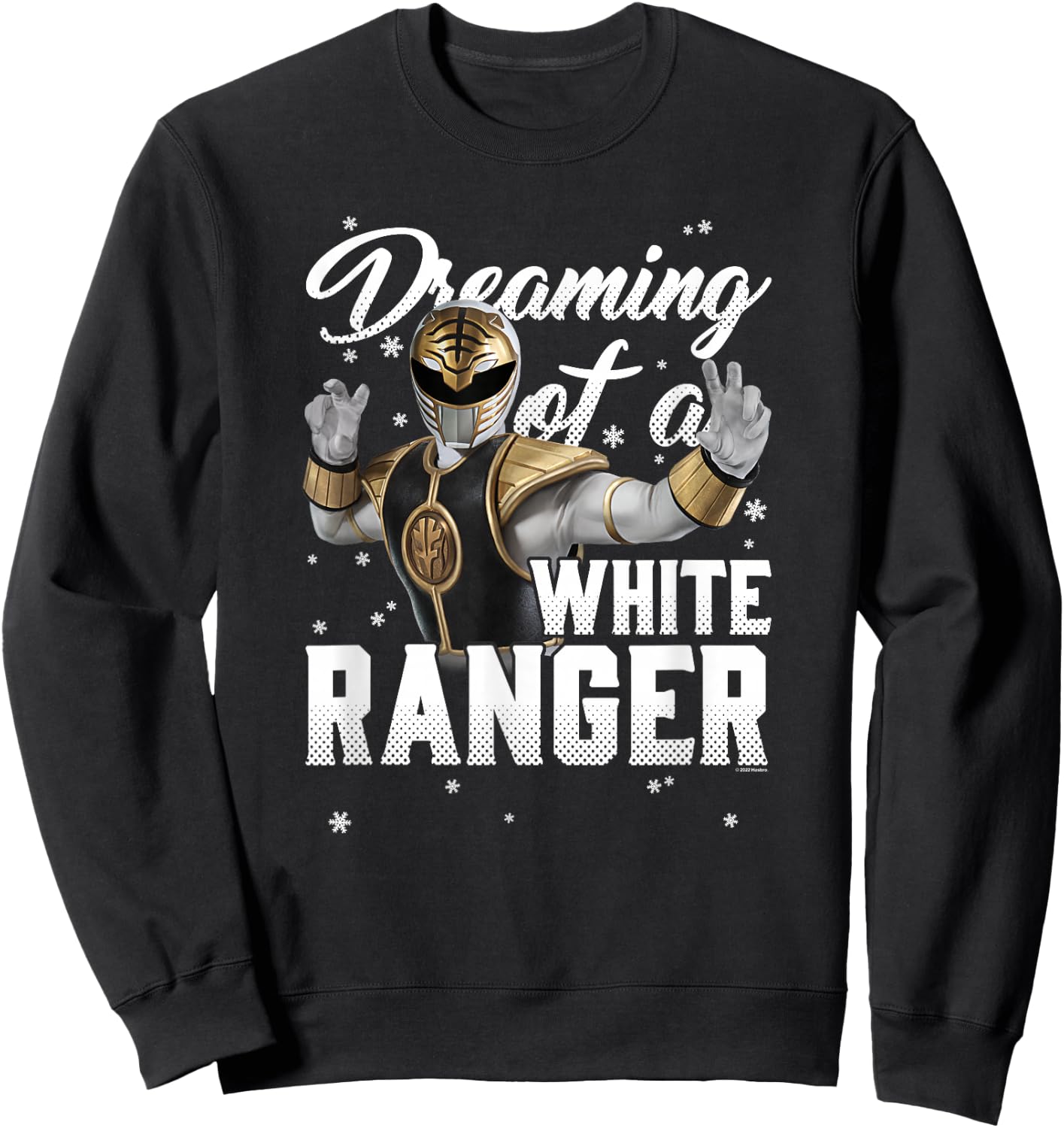 Power Rangers Christmas Dreaming of A White Ranger Sweatshirt - Sweatshirt | Black