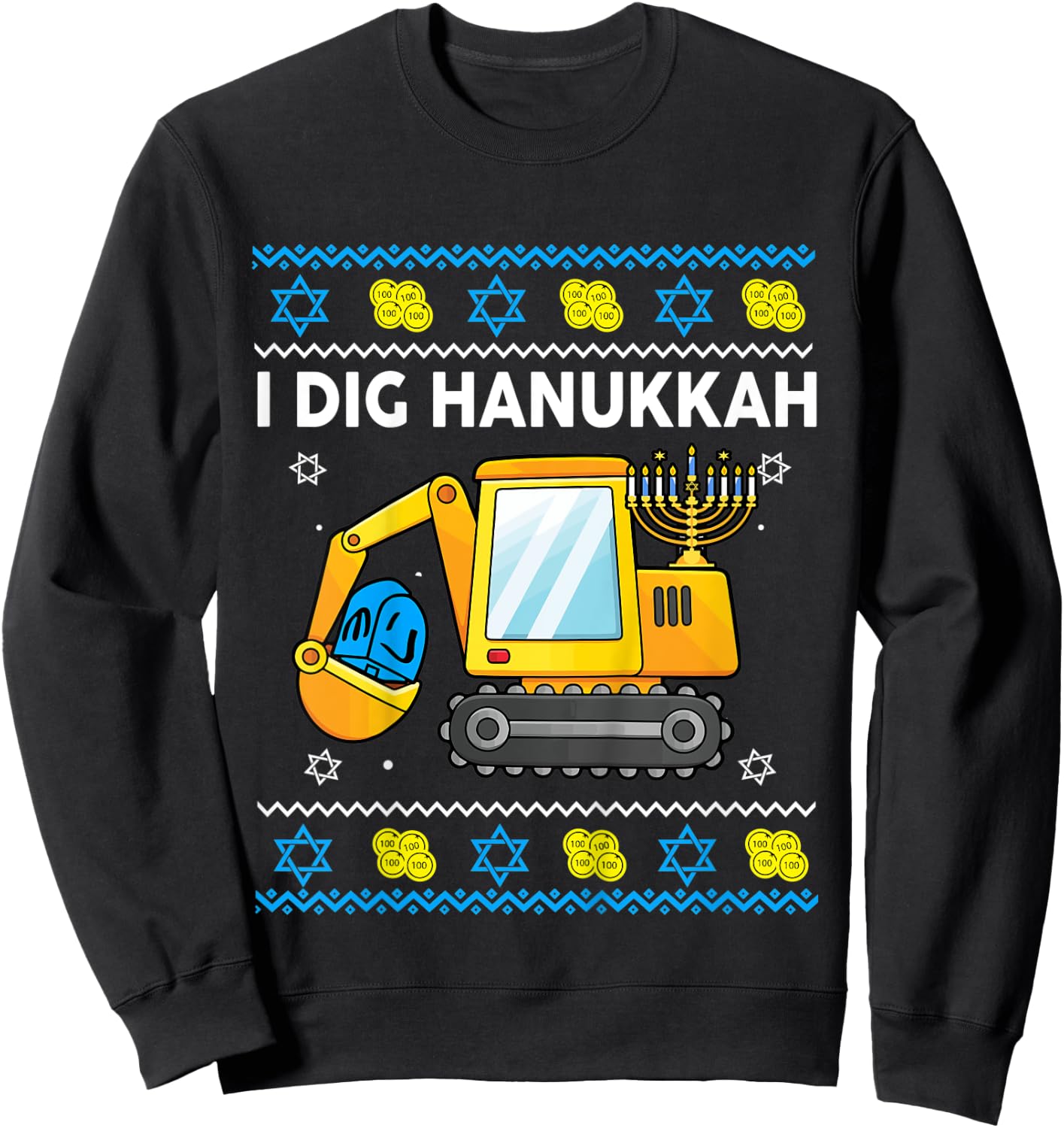 Kids I Dig Hanukkah-Shirt Happy Chanukah Funny Jewish Boy Toddler Sweatshirt - Sweatshirt | Black