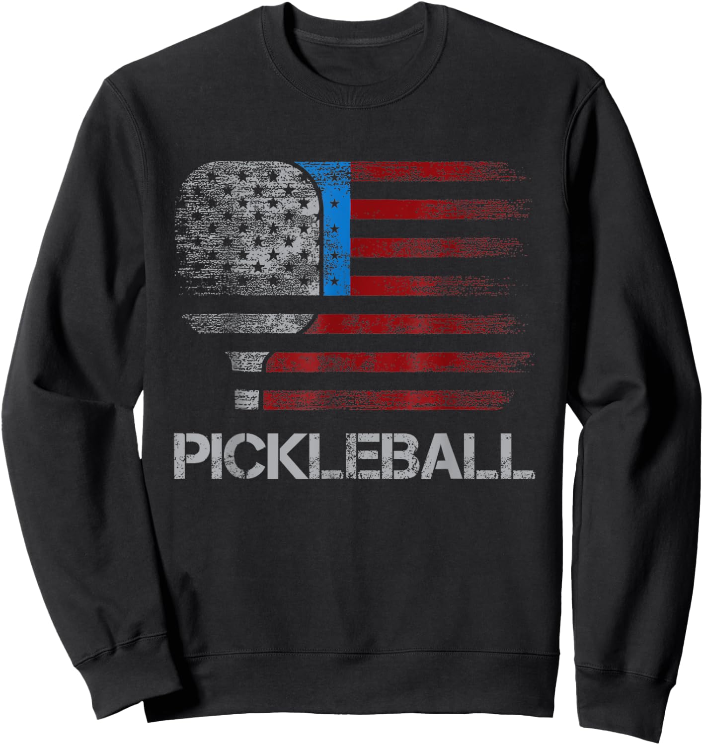 US Flag Pickleball Player Paddleball Lover Sweatshirt - Sweatshirt | Black