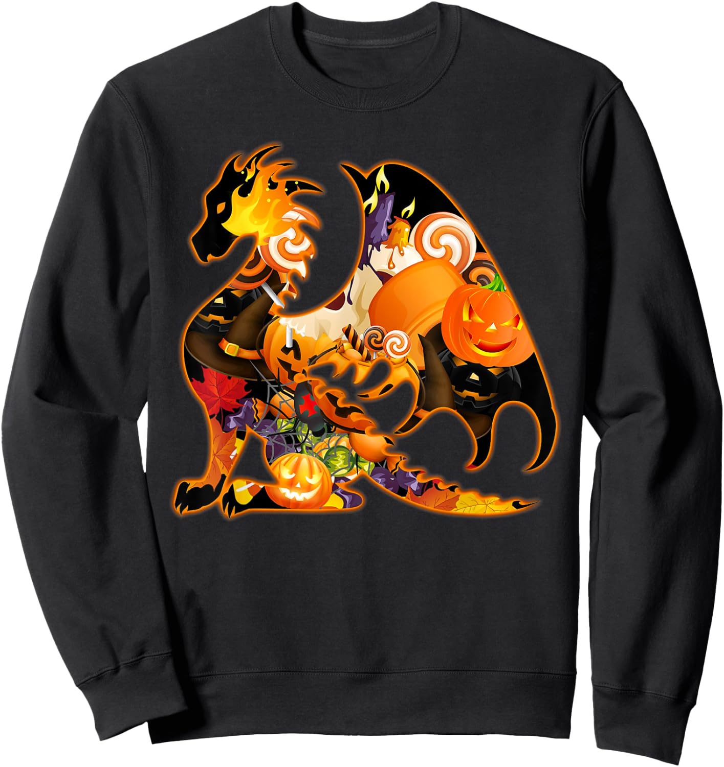 Dragon Halloween Costume Dragon Pumpkin Fall Sweatshirt - Sweatshirt | Black