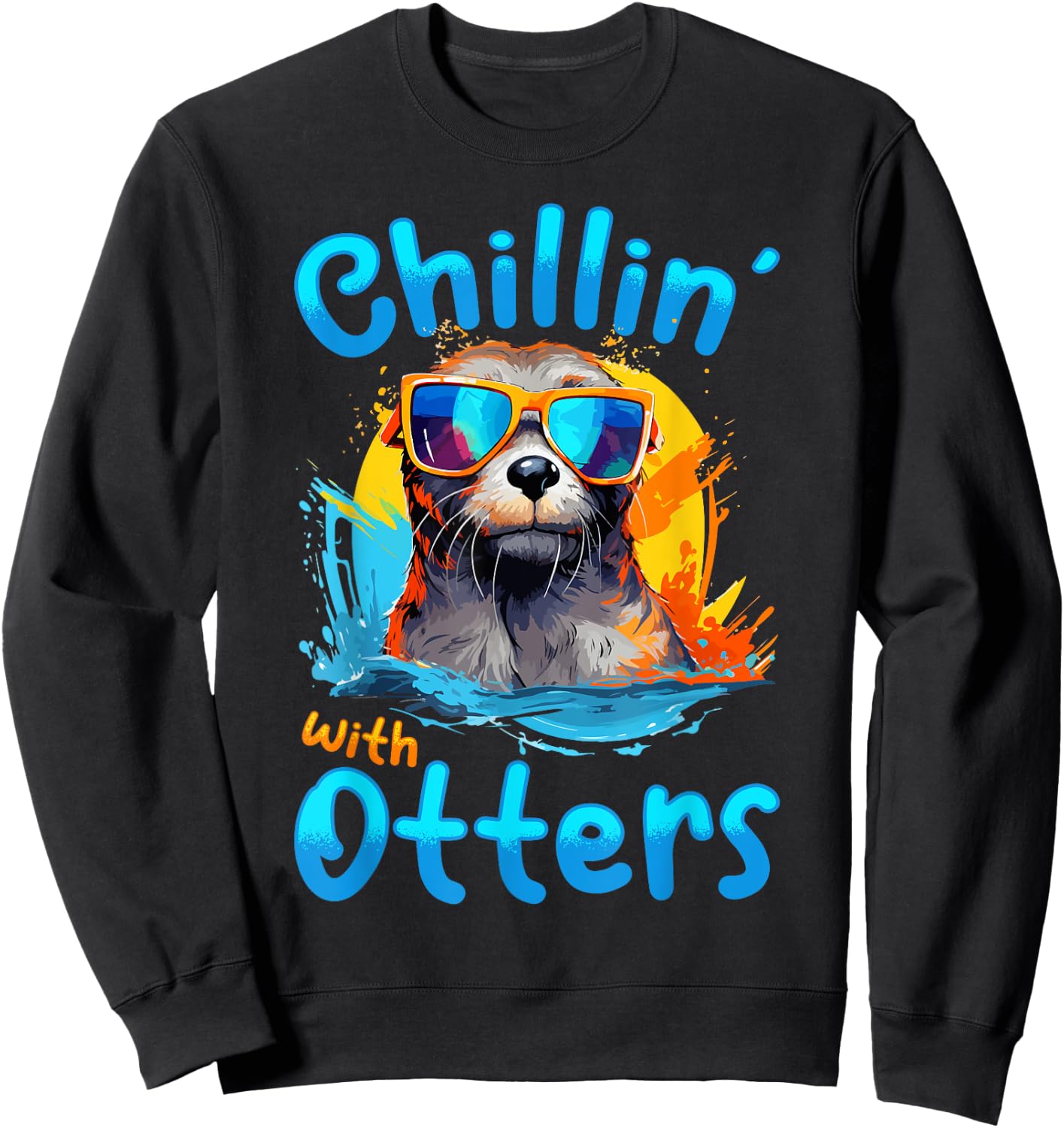 Otter Animal Kids & Adult - Chillin' with Otters Sweatshirt - Sweatshirt | Black