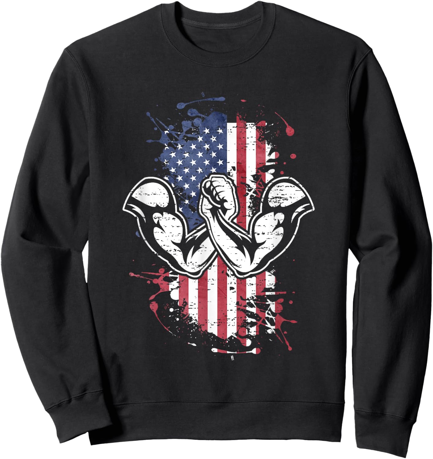 Arm Wrestling USA Flag Men Sweatshirt - Sweatshirt | Black