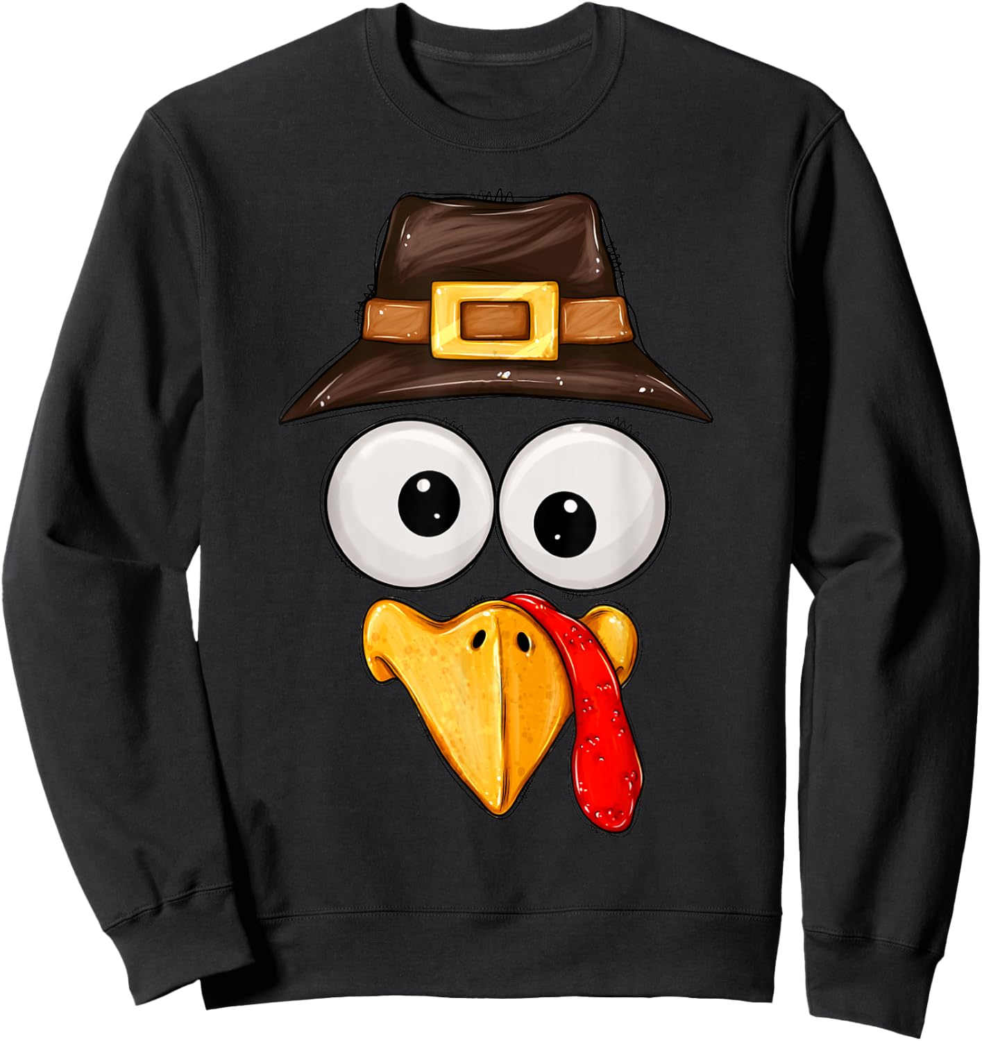 Cute Turkey Face Glasses Boys Kids Thanksgiving Family Sweatshirt - Sweatshirt | Black