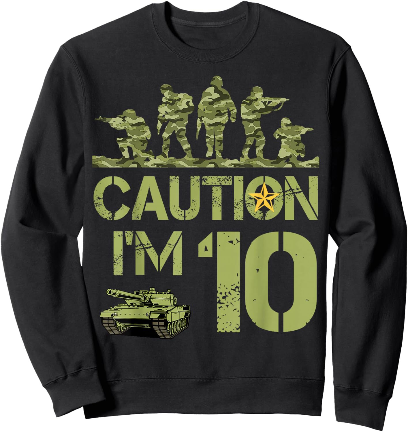 10th Birthday Military I'm 10 Year Old Soldier Camo Birthday Sweatshirt - Sweatshirt | Black