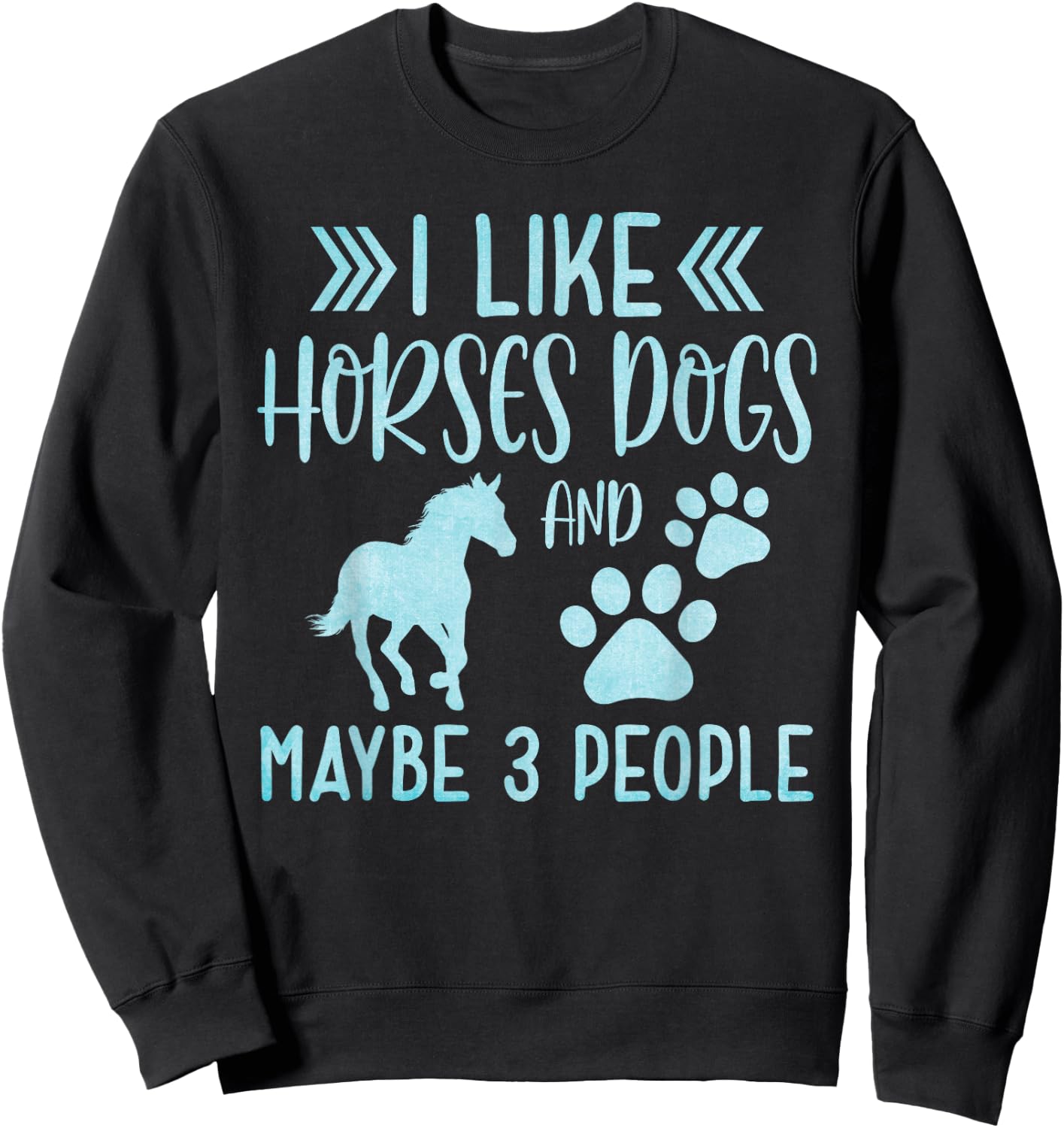 Funny Cute I Like Horses Dogs and maybe 3 People Animals Sweatshirt - Sweatshirt | Black
