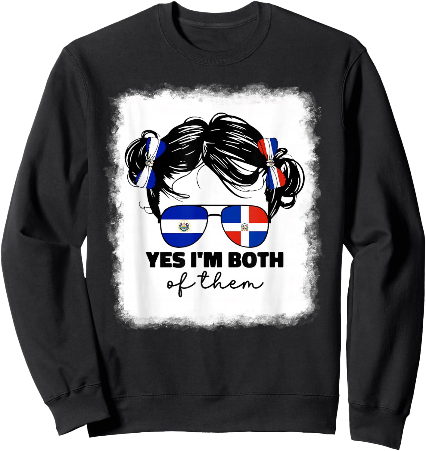 Half Dominican And Salvadorian El Salvador Flag Kids Girls Sweatshirt - Sweatshirt | Black