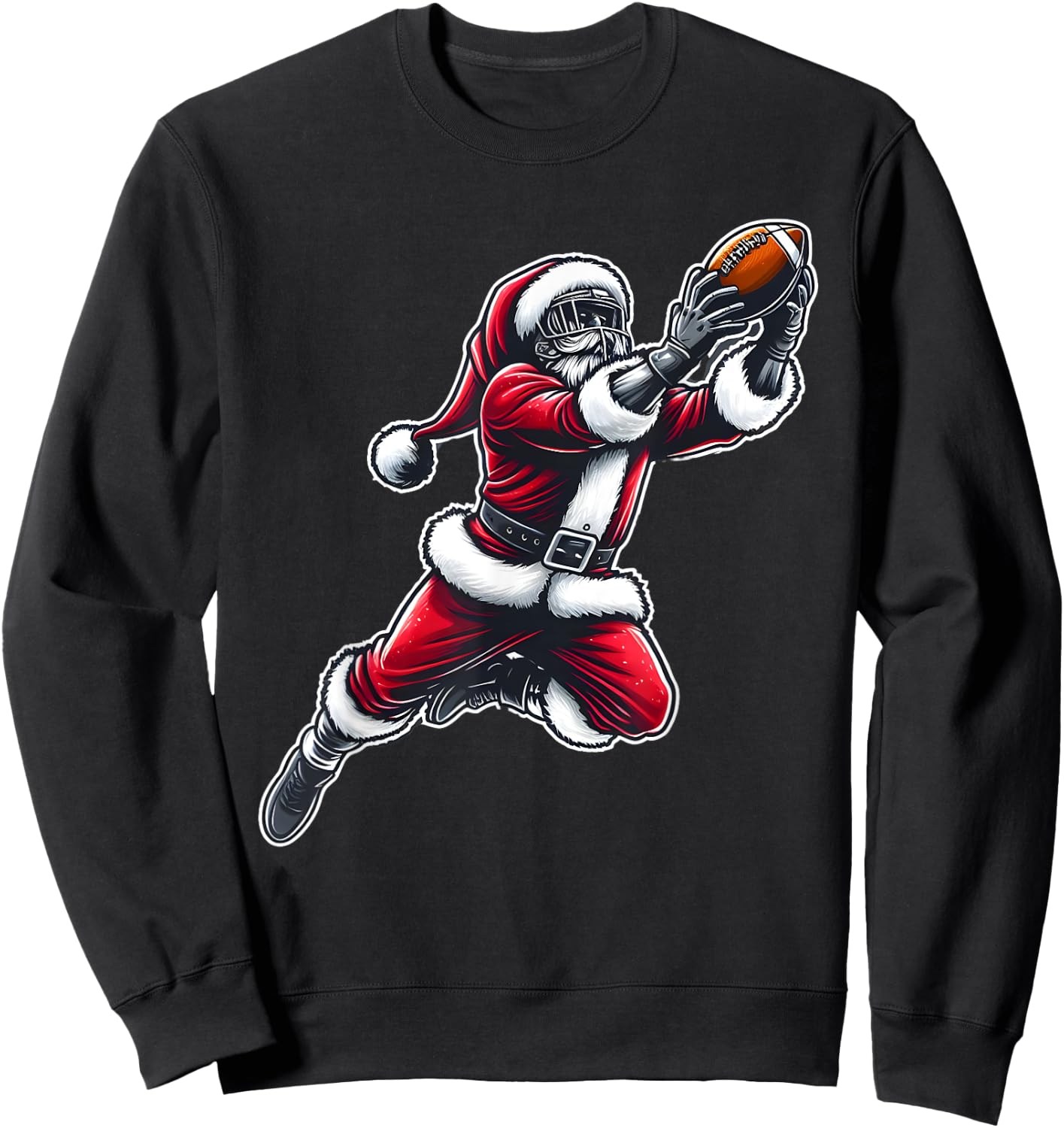 Santa Claus Playing American Football Christmas Football Fan Sweatshirt - Sweatshirt | Black