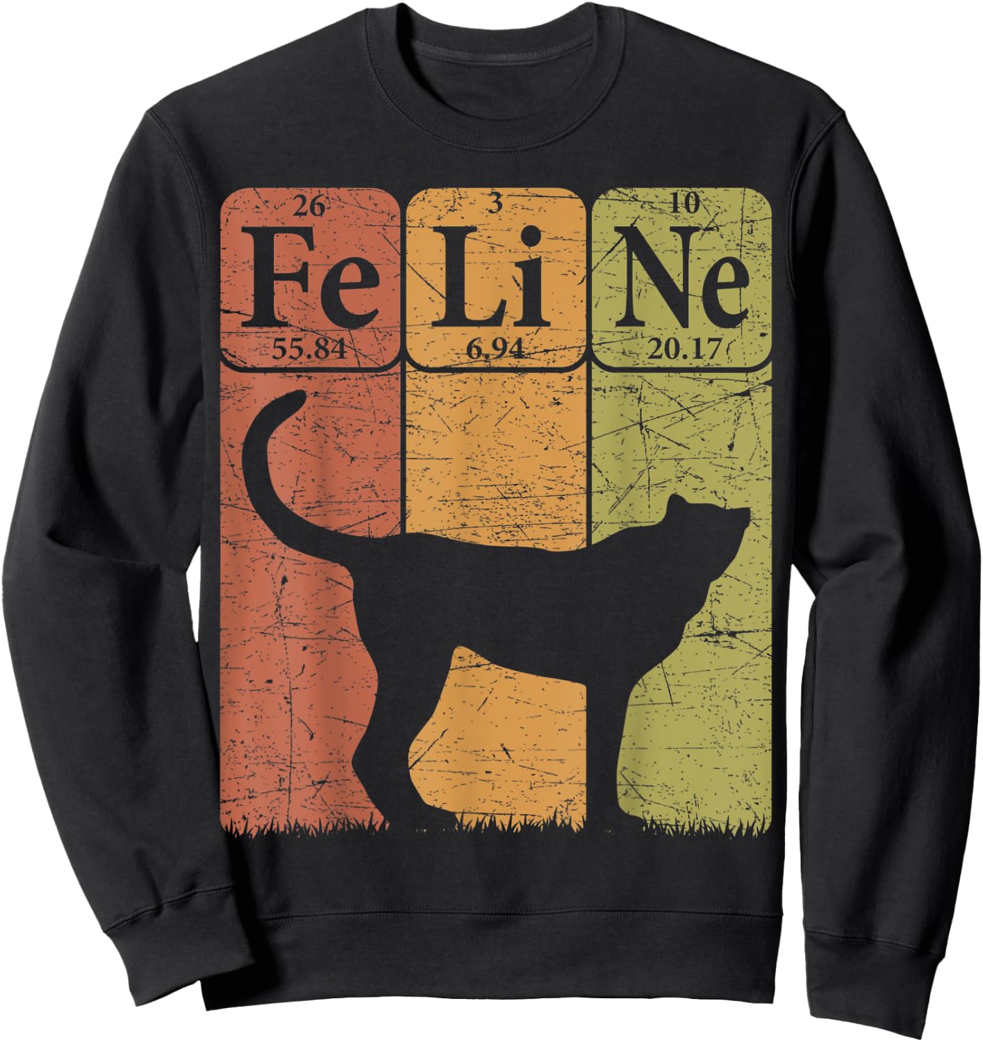 Feline Cheetah Periodic Table Elements Cheetah Retro Sweatshirt - Sweatshirt | Black