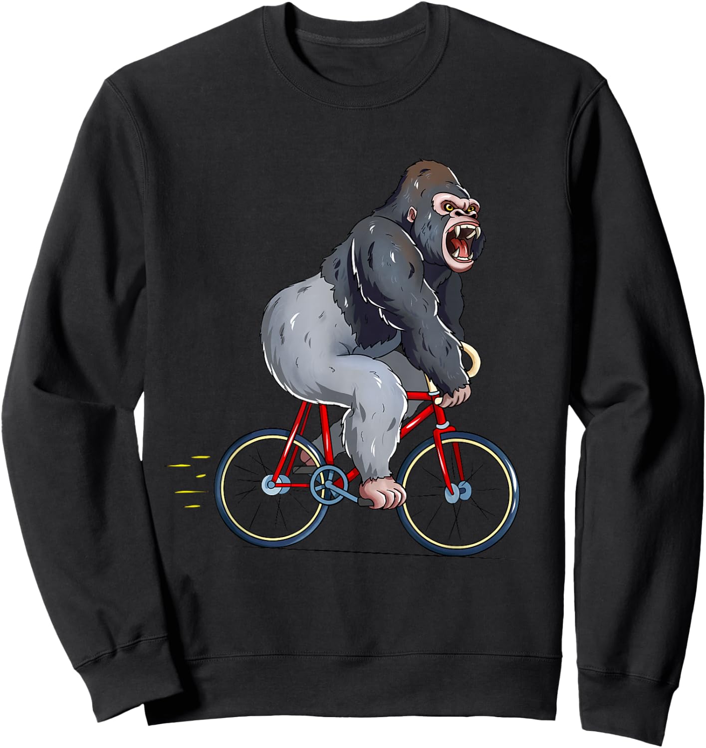 Gorilla Riding Bicycle Cute Biker Cyclist Sweatshirt - Sweatshirt | Black