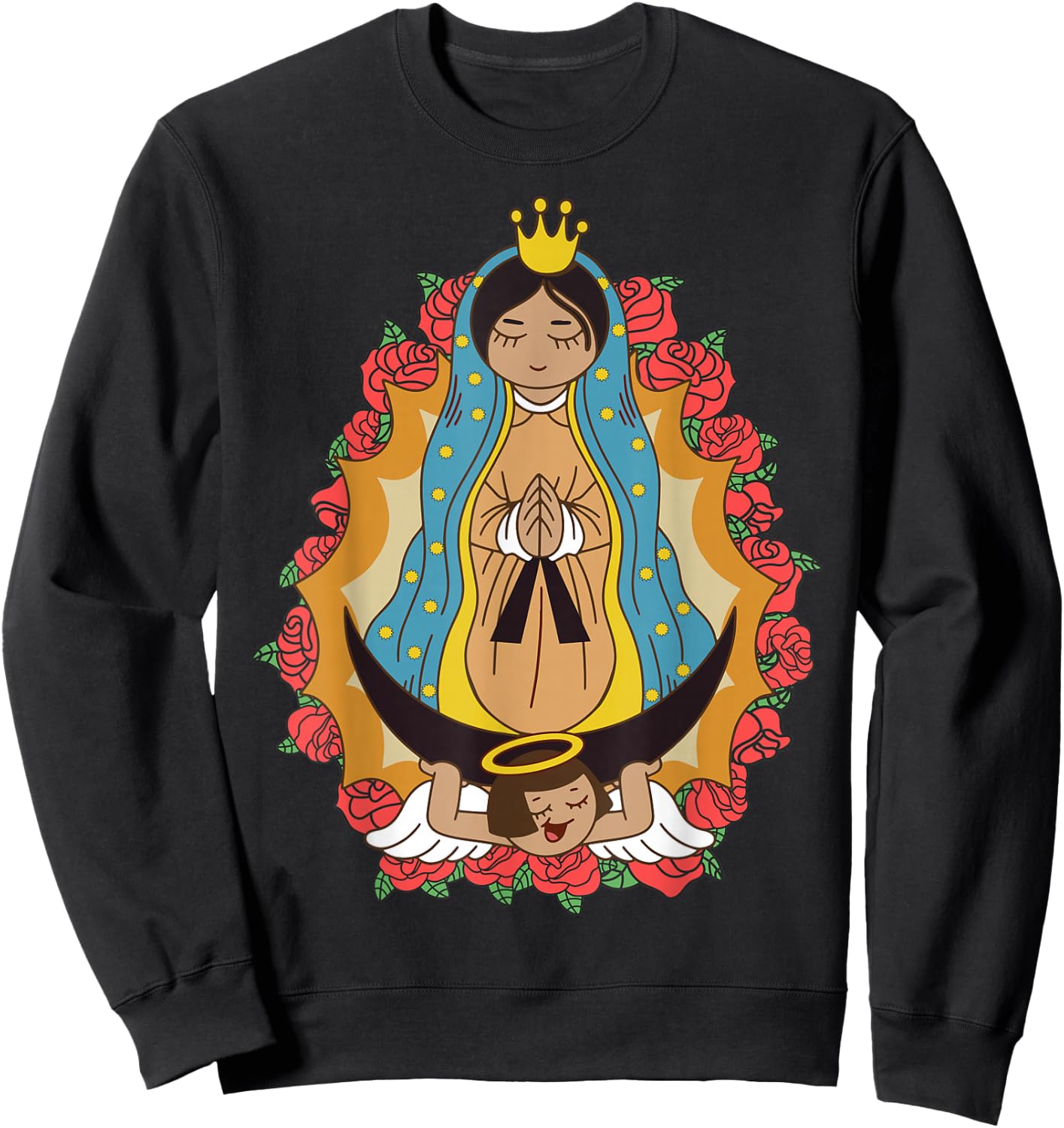 Cute Virgen de Guadalupe for Kids Women Our Lady Guadalupe Sweatshirt - Sweatshirt | Black