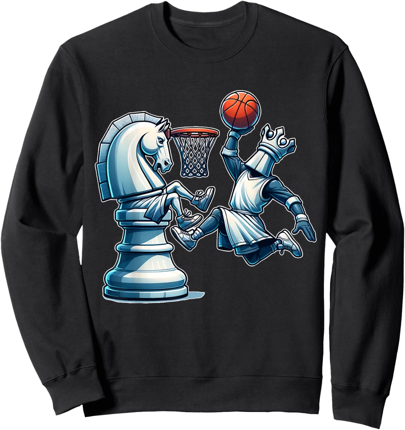Elegant Chess Board King Basketball Game Sweatshirt - Sweatshirt | Black
