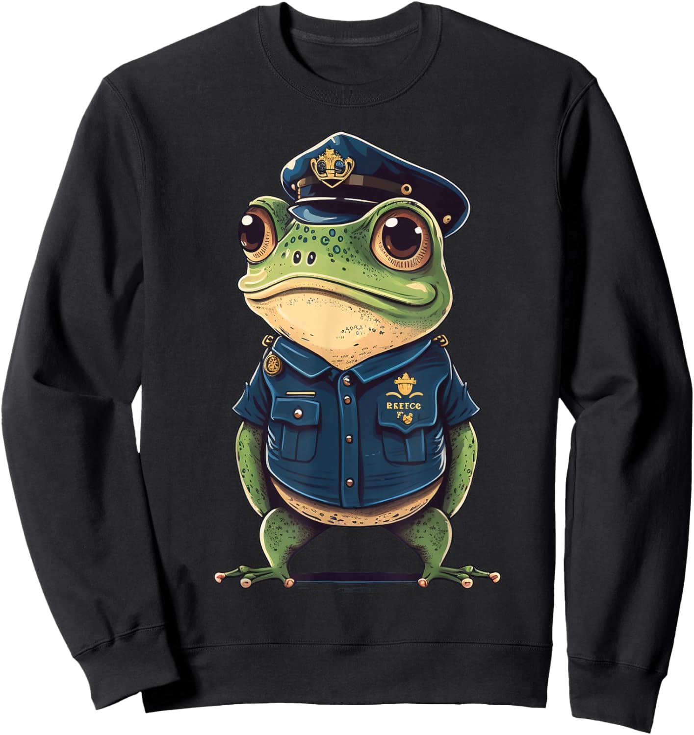 Police Officer Frog Cop on Police Frog Sweatshirt - Sweatshirt | Black