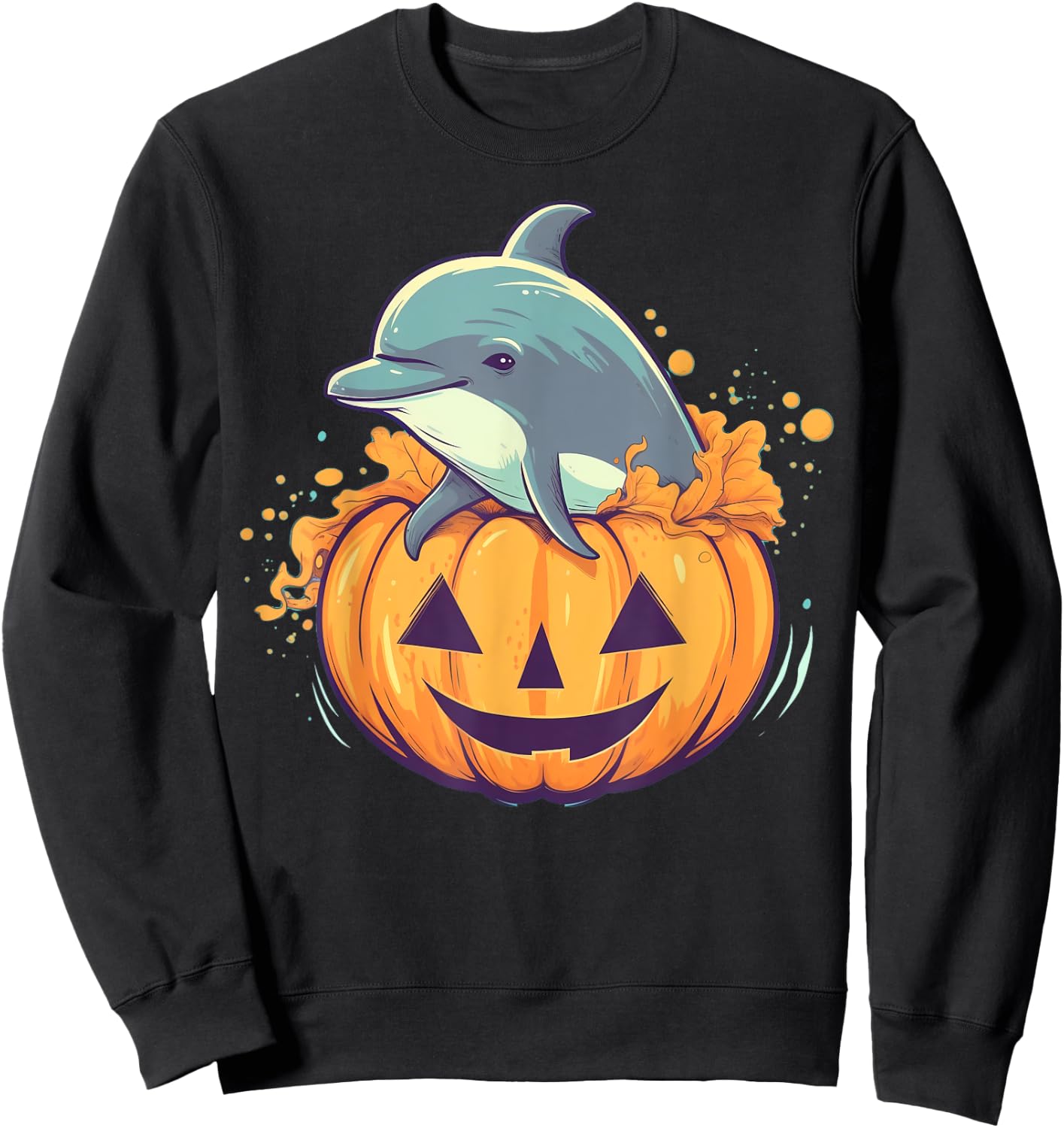 Pumpkin Dolphin costume on Dolphin Halloween Sweatshirt - Sweatshirt | Black