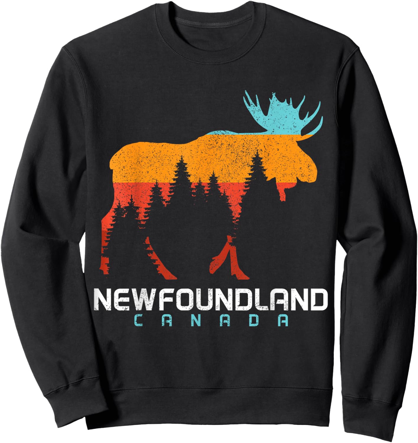 Newfoundland Canada Vintage Pride Souvenir Moose Nature Sweatshirt - Sweatshirt | Black