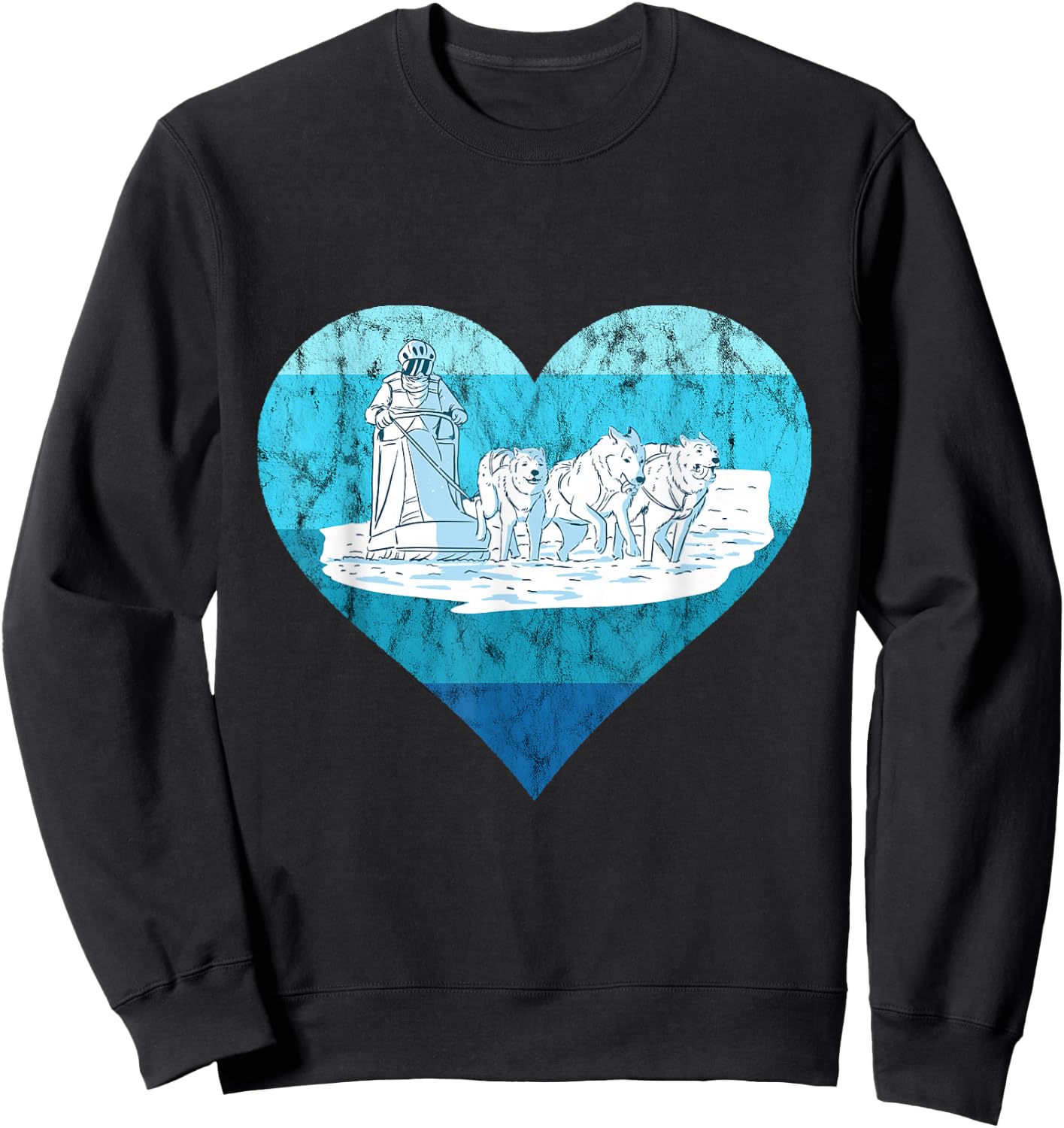 Winter Sport Vintage Sled Dog Snow Sleding Sleigh Mushing Sweatshirt - Sweatshirt | Black