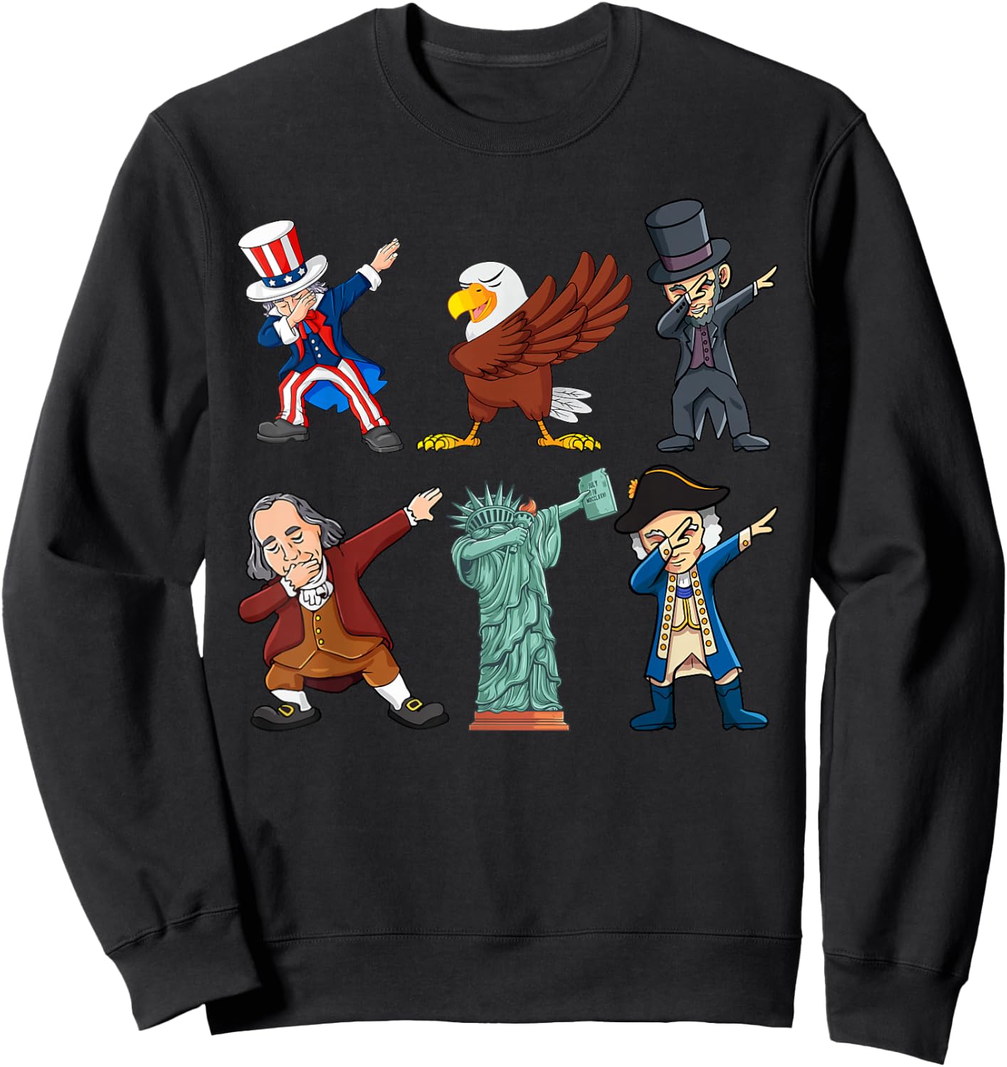 Funny Dab Uncle Sam And Friends 4th of July Boys Girls Kids Sweatshirt - Sweatshirt | Black