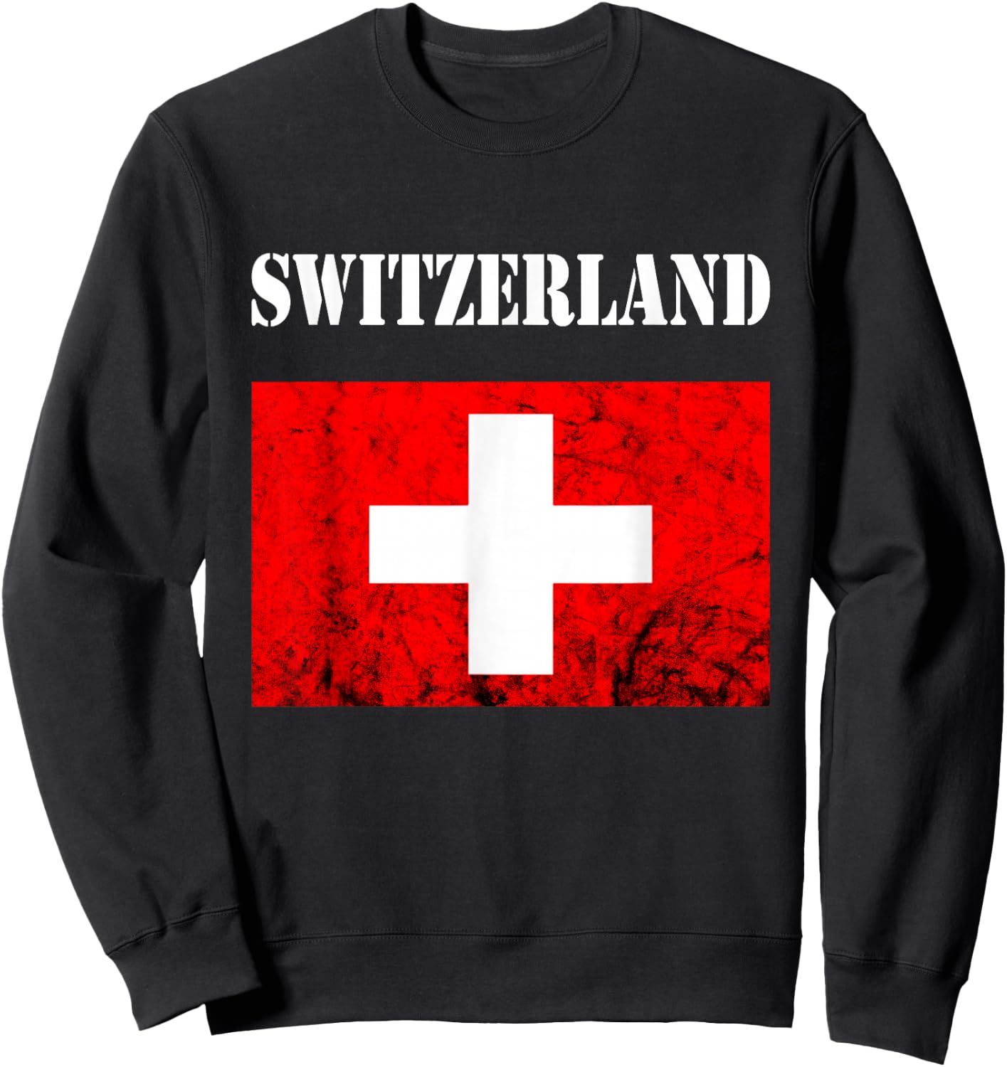 Vintage Swiss Flag Swiss Pride Switzerland Flag Schweiz Sweatshirt - Sweatshirt | Black